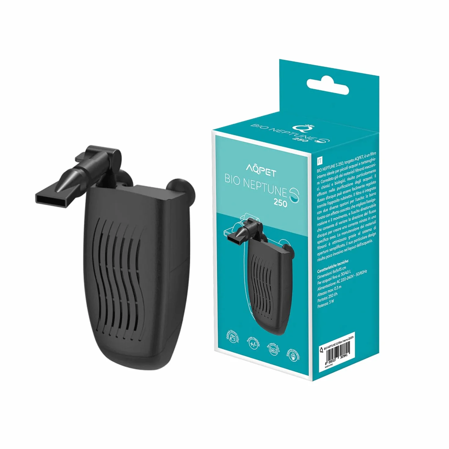 Acquario in Vetro ONE Completo di Accessori Filtro Sabbia Arredo Colore Nero 20 Litri