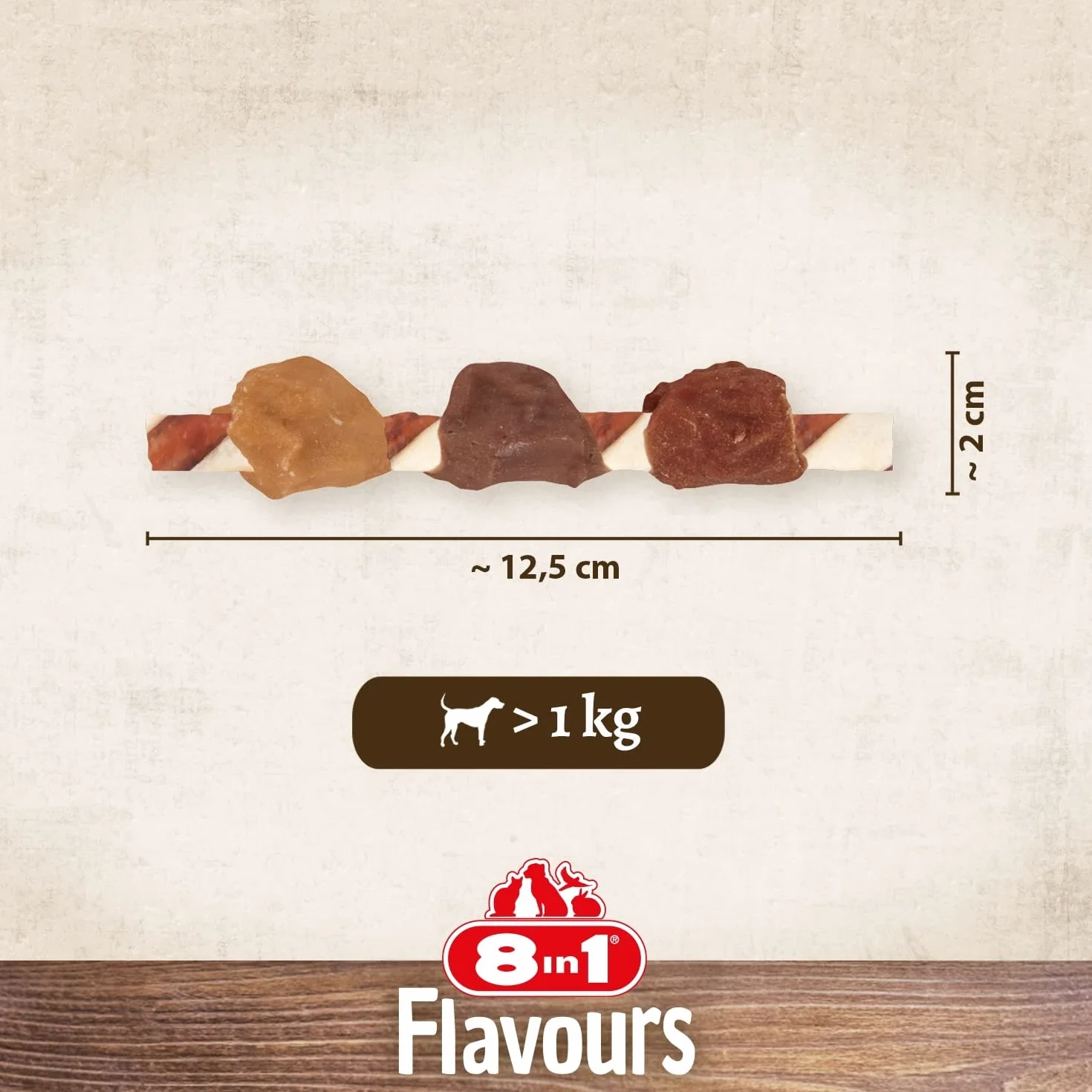 8in1 Triple Flavour Skewers Bastoncini da masticare per cani - Snack da masticare con carne extra, confezione da 113 g (ca. 6 pezzi)