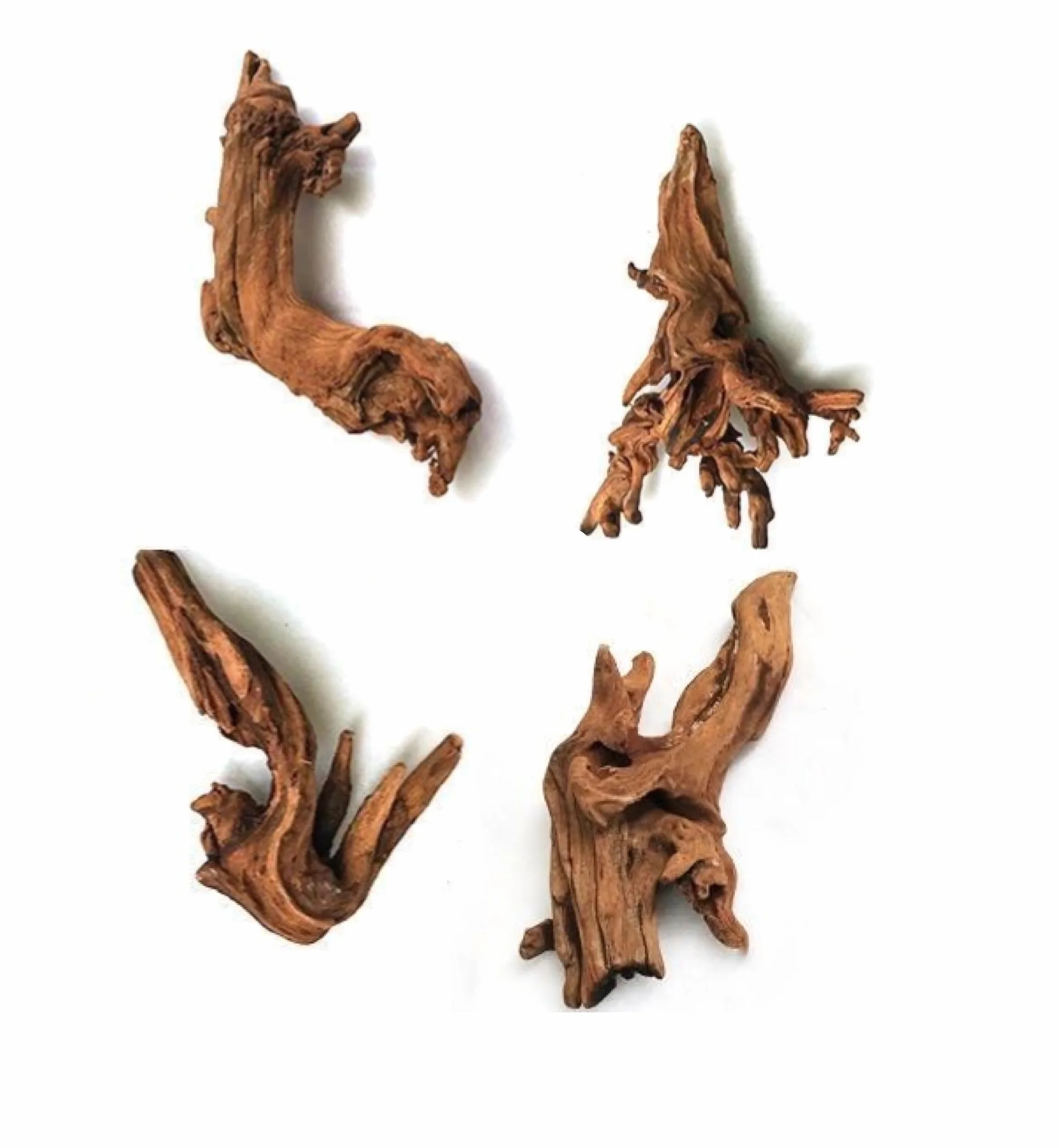 Piccoli legni naturali per acquari 7,6-15 cm, decorazioni per rettili 4 pezzi