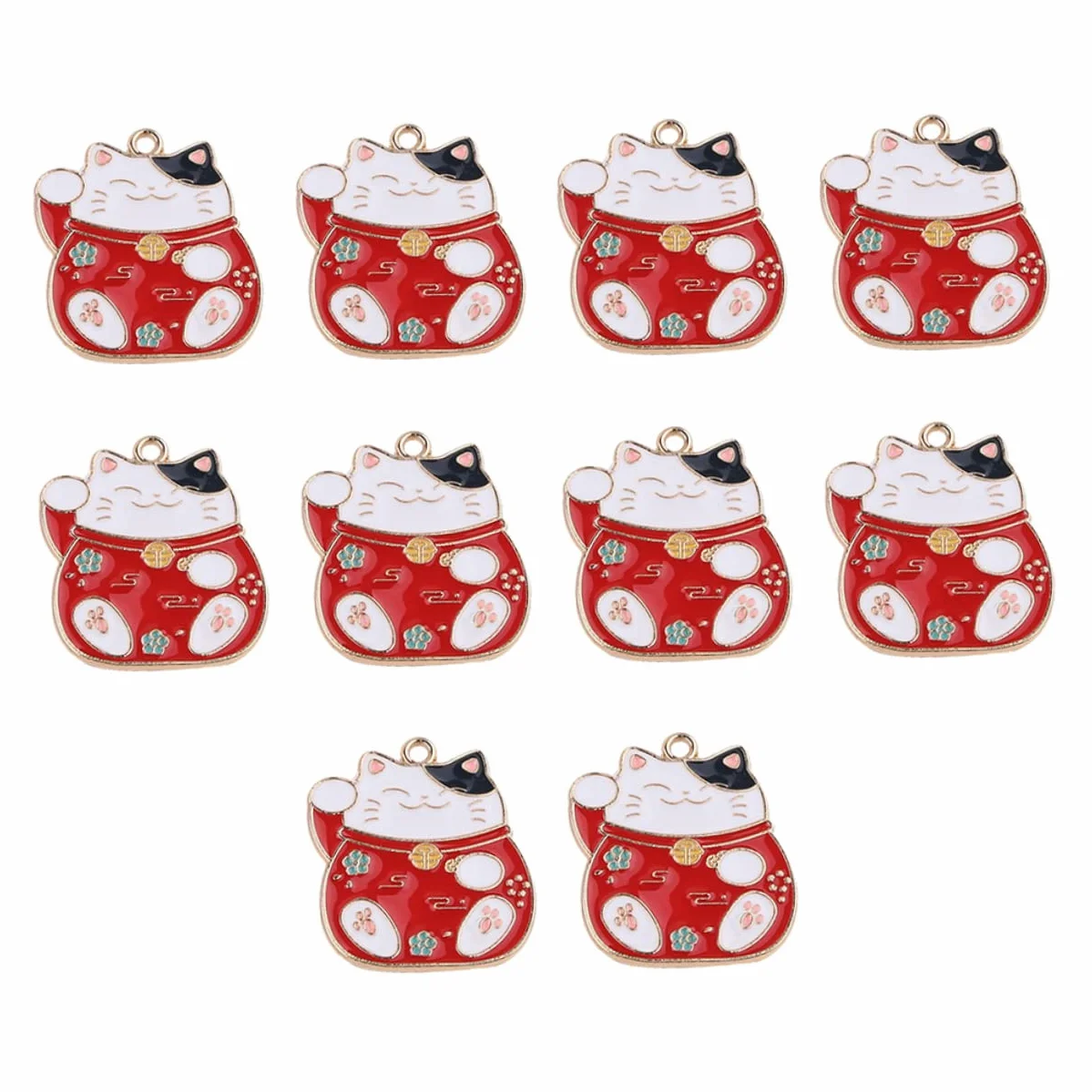 Lurrose Ciondolo Gatto Fortunato Mini Portachiavi Neko Rosso Lega