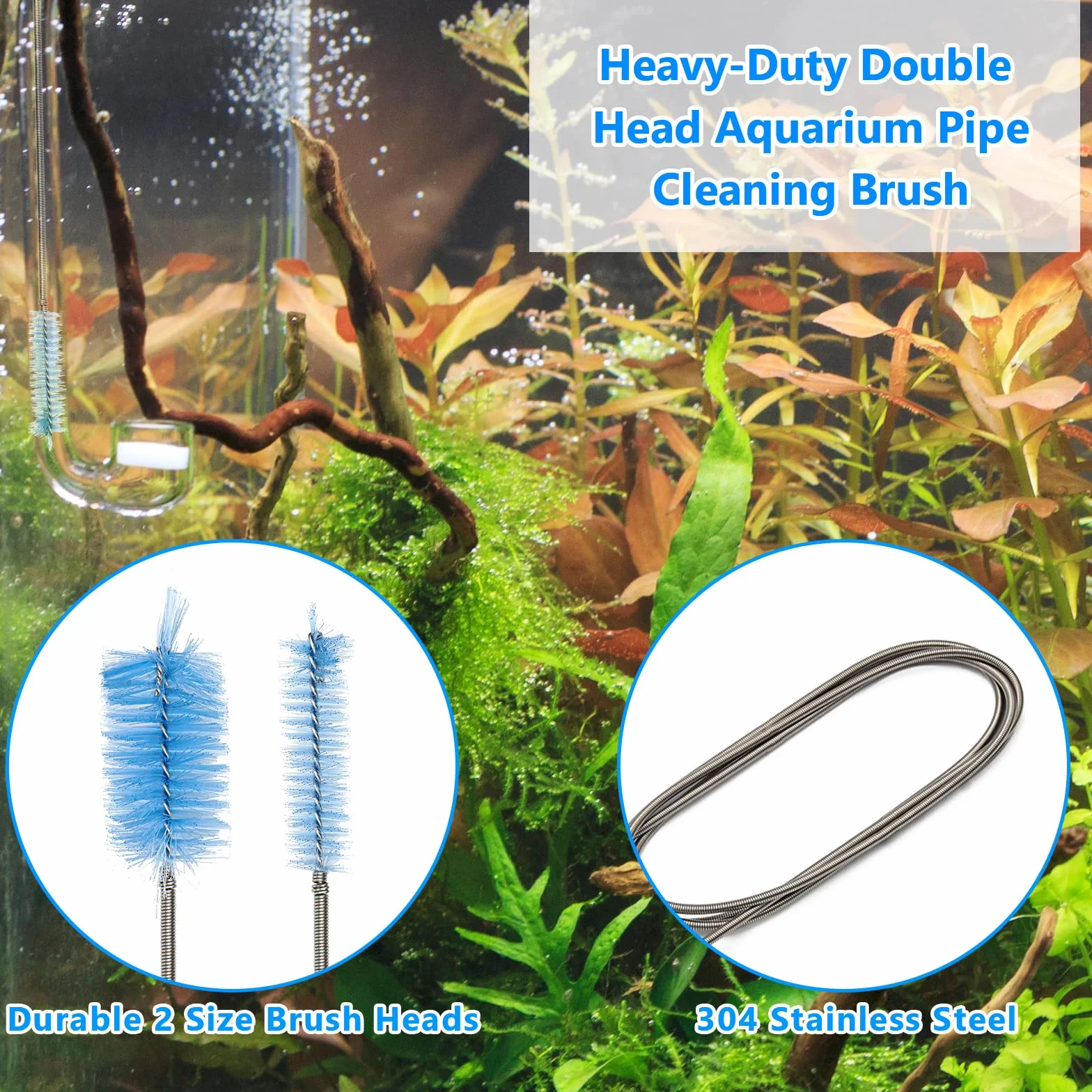 Zhaoyao Kit extra lungo 6 in 1 per acquascaping, strumenti in acciaio inox per piante acquatiche, pinzette, forbici, spatola, pulizia acquario, set di strumenti