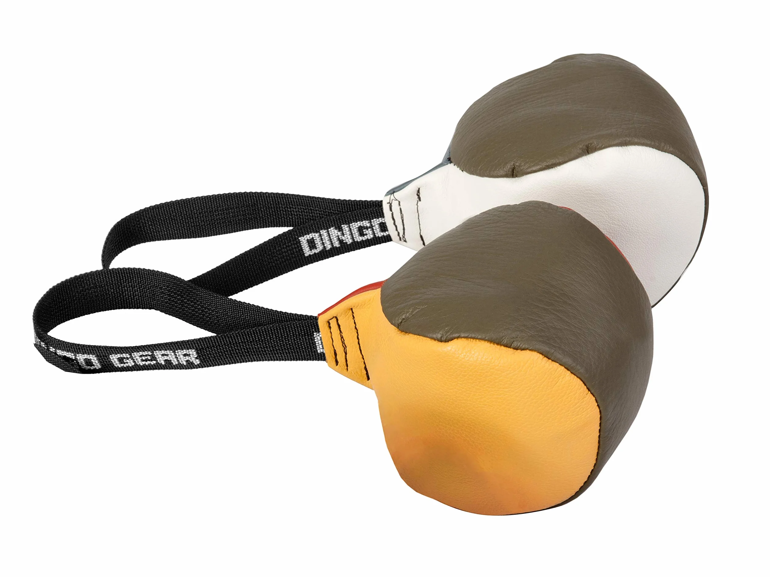 Dingo Gear S10033 - Giocattolo per cani Soft Ball con manico in vera pelle cicatriziale per cuccioli e cani, 11 cm x 2 pezzi