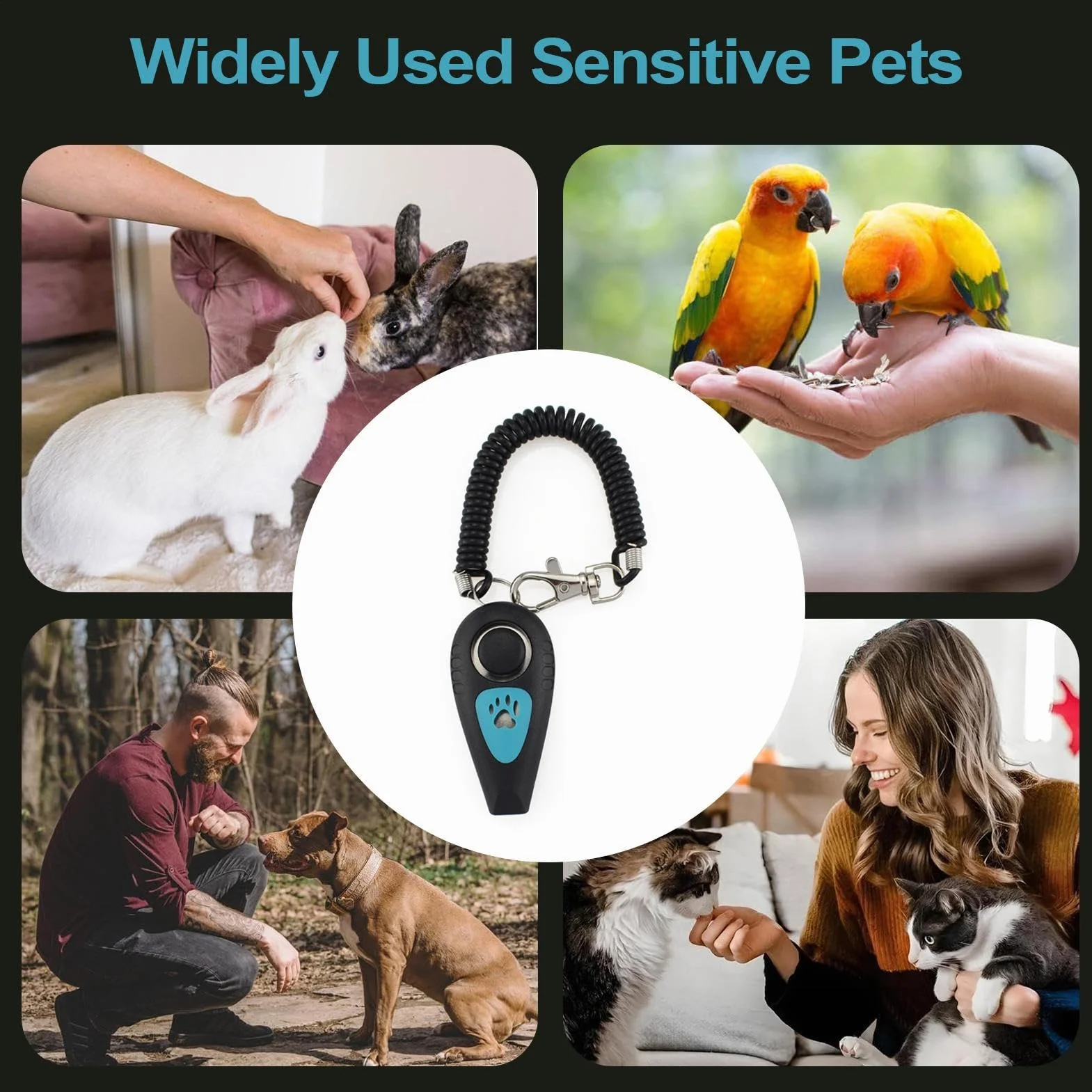 Clicker per cani – Clicker per addestramento animali domestici | cinturino da polso resistente | aiuto comportamentale con cinturino da polso | dispositivo di richiamo silenzioso | strumenti di