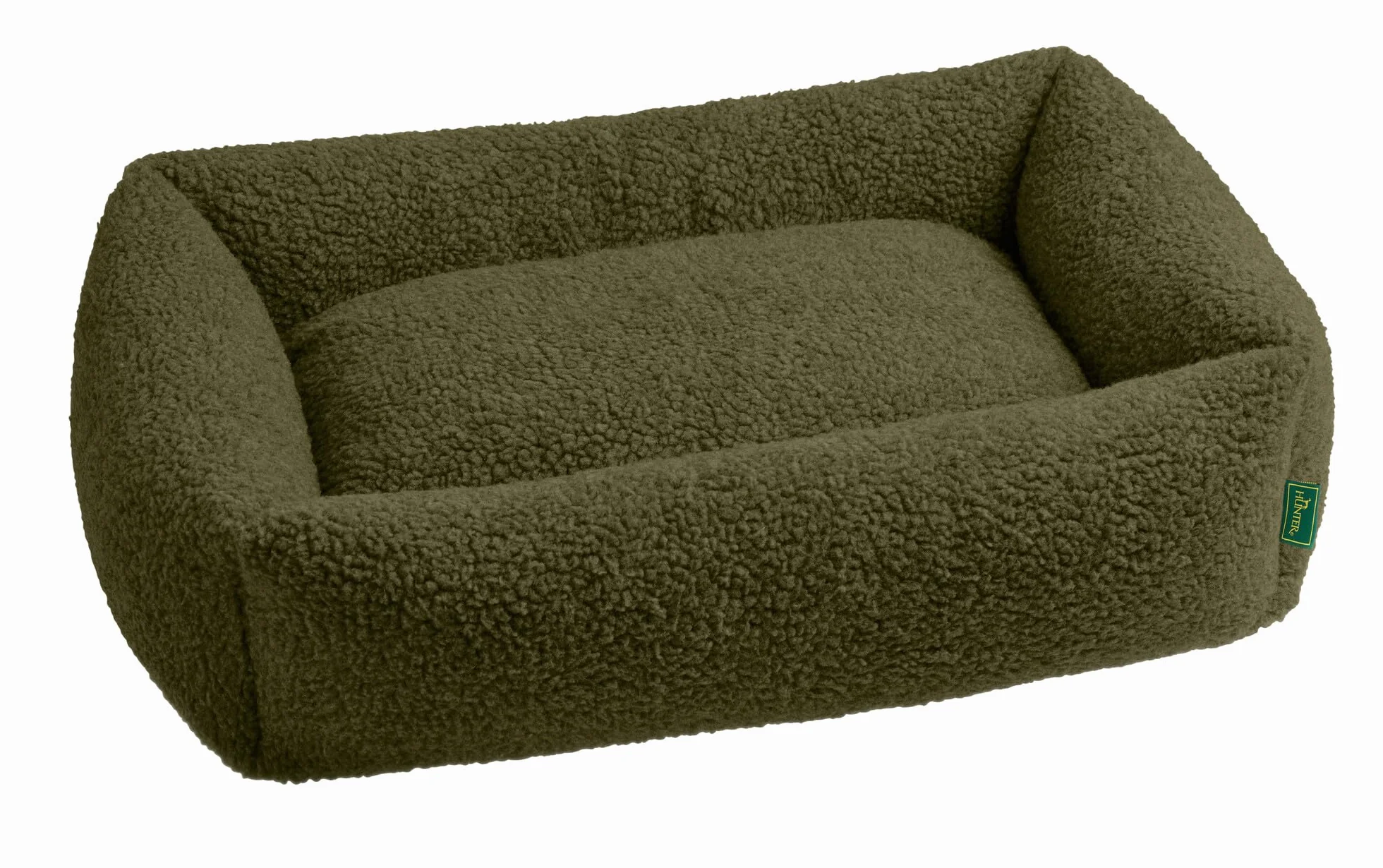 HUNTER Divano per Cani KUMARA, Colore Cachi, Morbido Peluche con Fondo Antiscivolo, Cuscino Interno Reversibile, Imbottitura alla Moda, Rivestimento Lavabile in Lavatrice, Dimensioni: 100 x 70 cm