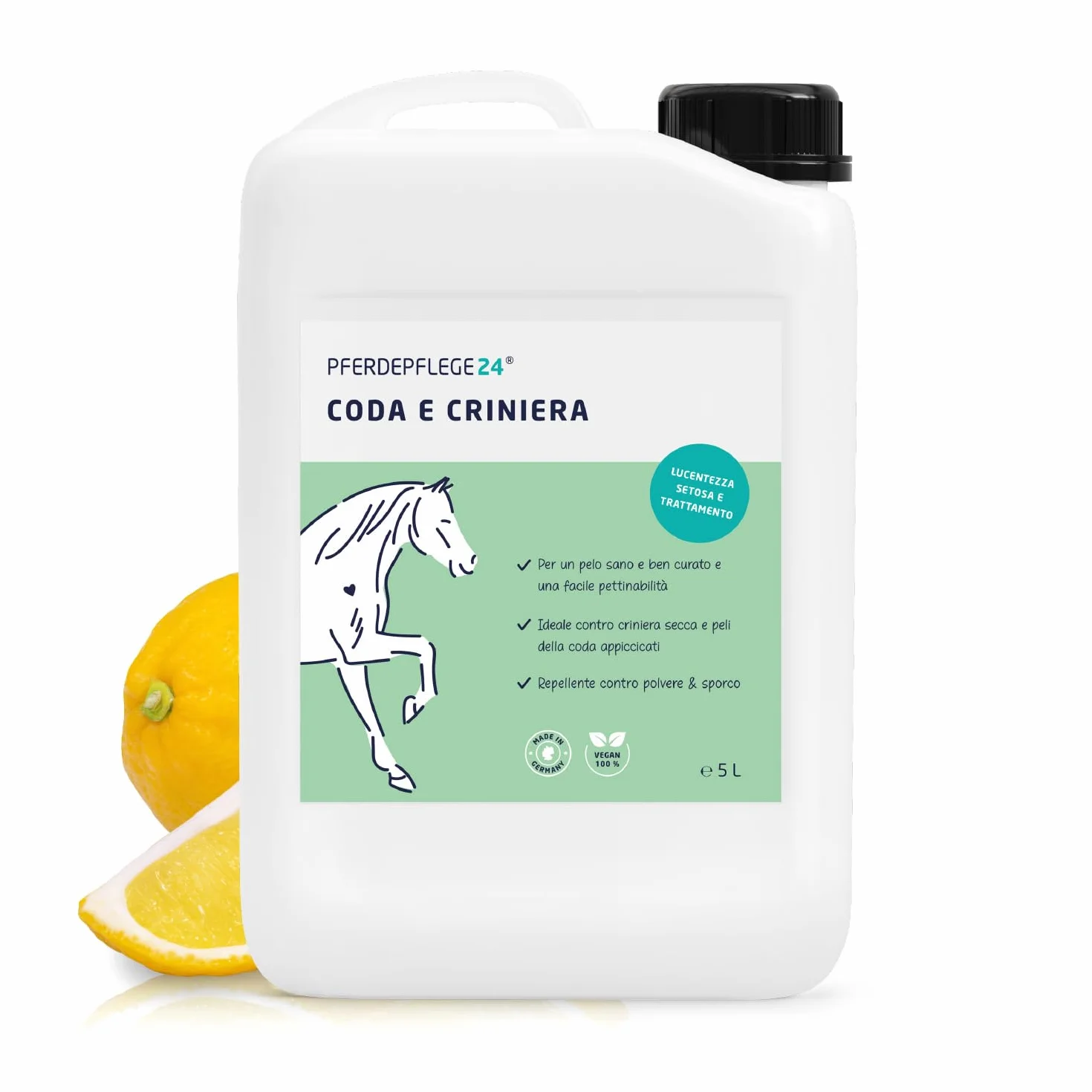 PFERDEPFLEGE24 Lo Spray per Coda & Criniera del cavallo in 0,5l, 1l, 2,5l & 5l - Lucentezza splendente, pettinabilità facile & cura delicata - Accessori & trattamenti per il cavallo