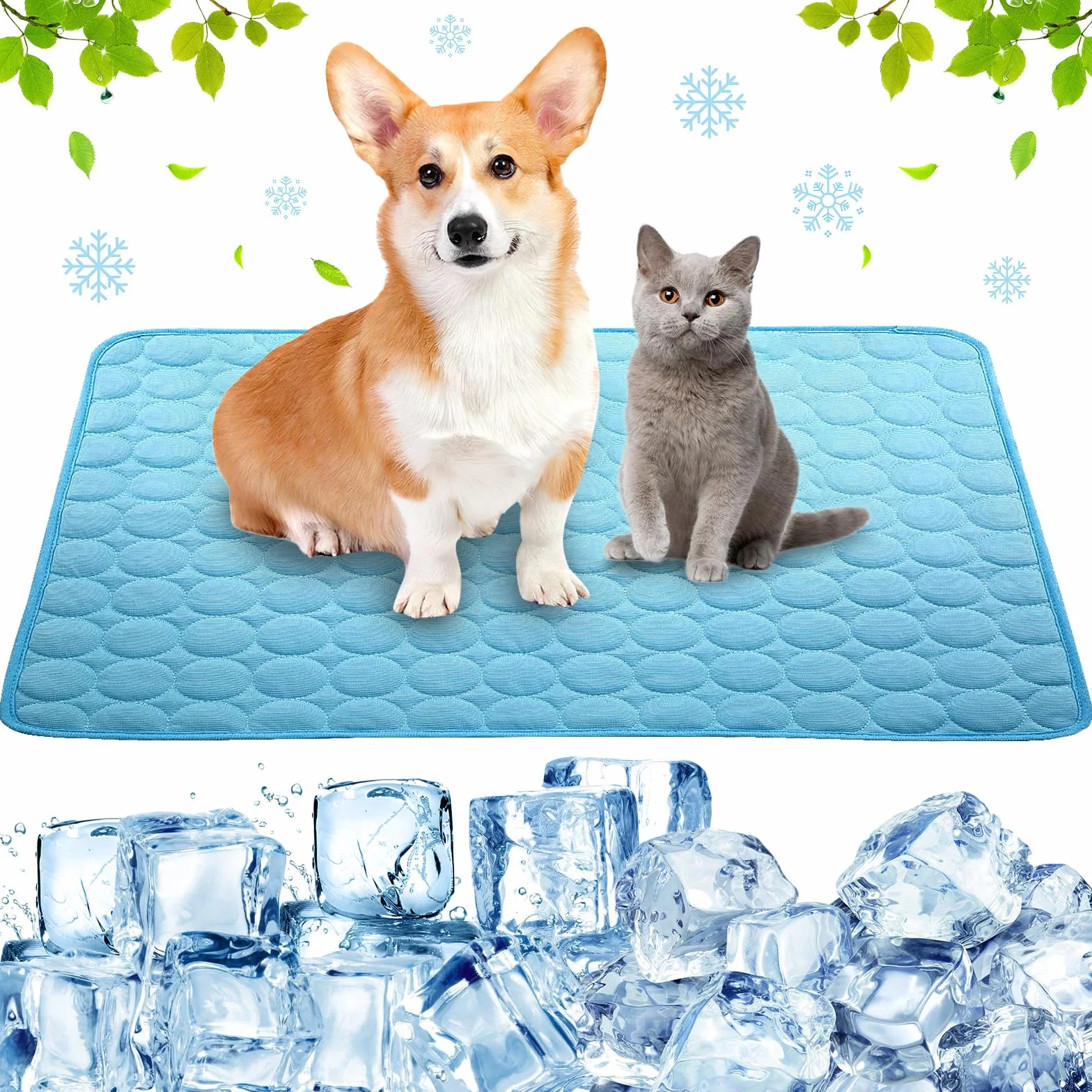 Tappetino Refrigerante Cani e Gatti Estivo per Seggiolino Auto Divano da Pavimento Blu L