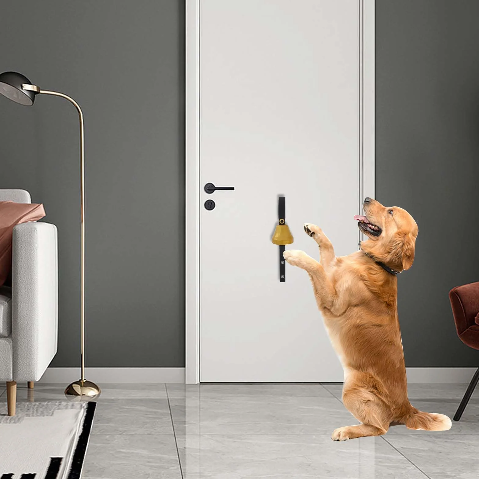 Colexy Campanello Antico Campanello per Negozianti Campanello da addestramento per Cani, Campanello per Porta d'ingresso del Negozio per Decorazione Domestica, Cane vasino (Nero)
