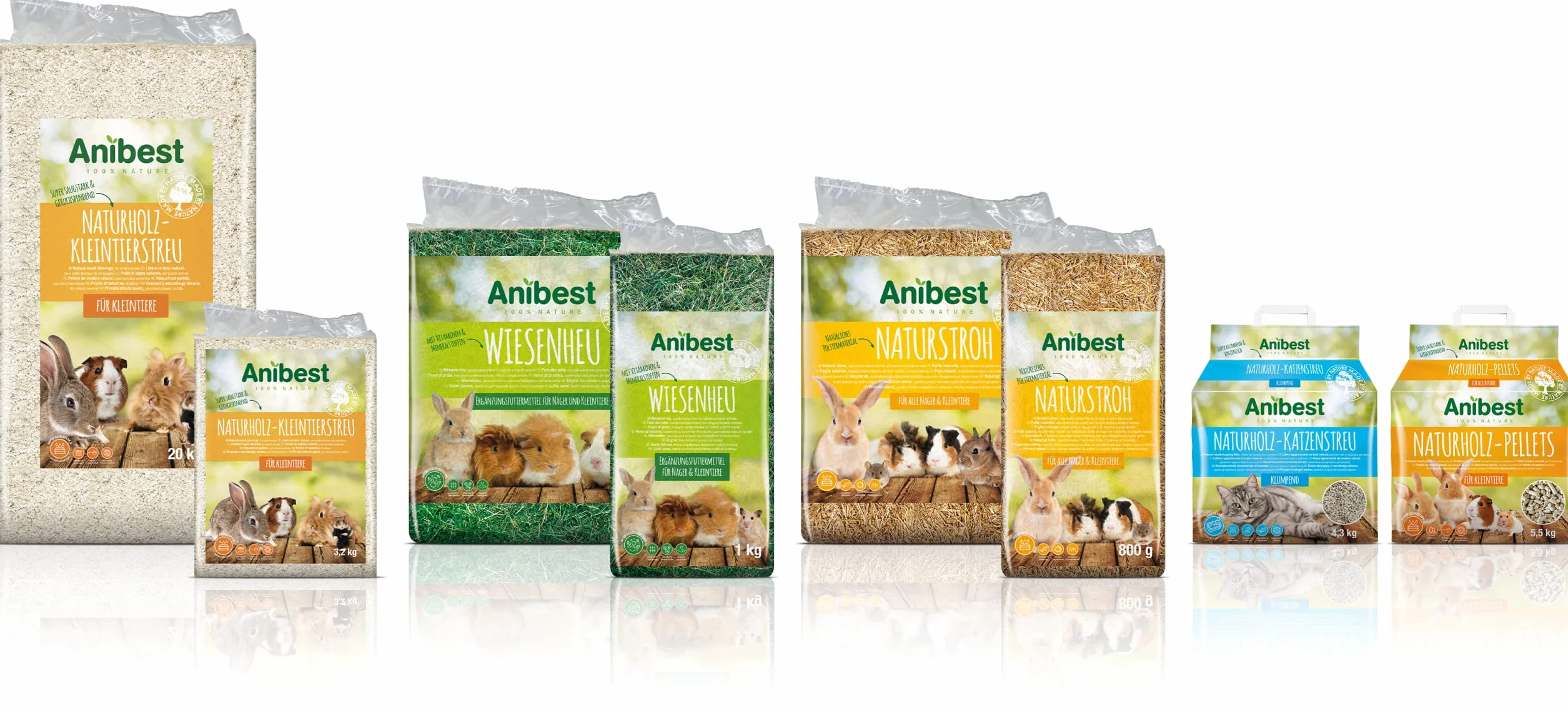 Anibest Paglia naturale, lettiera per piccoli animali, 100% naturale per tutti i roditori e piccoli animali, conigli, criceti, porcellini d'India e Co, assorbente, termoisolante, Made in Germany, 0,8