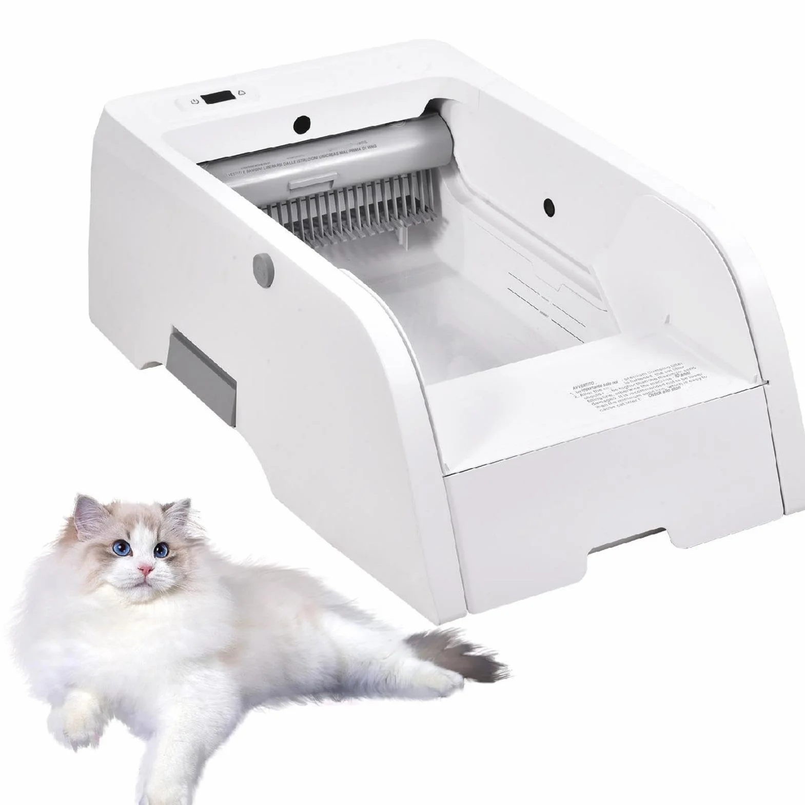 Lettiera automatica per gatti, lettiera automatica - Toilette per gatti con lettiera per gatti con coperchio aperto - Vassoio per lettiera igienico per gatti, vassoio per lettiera di grande capacità,