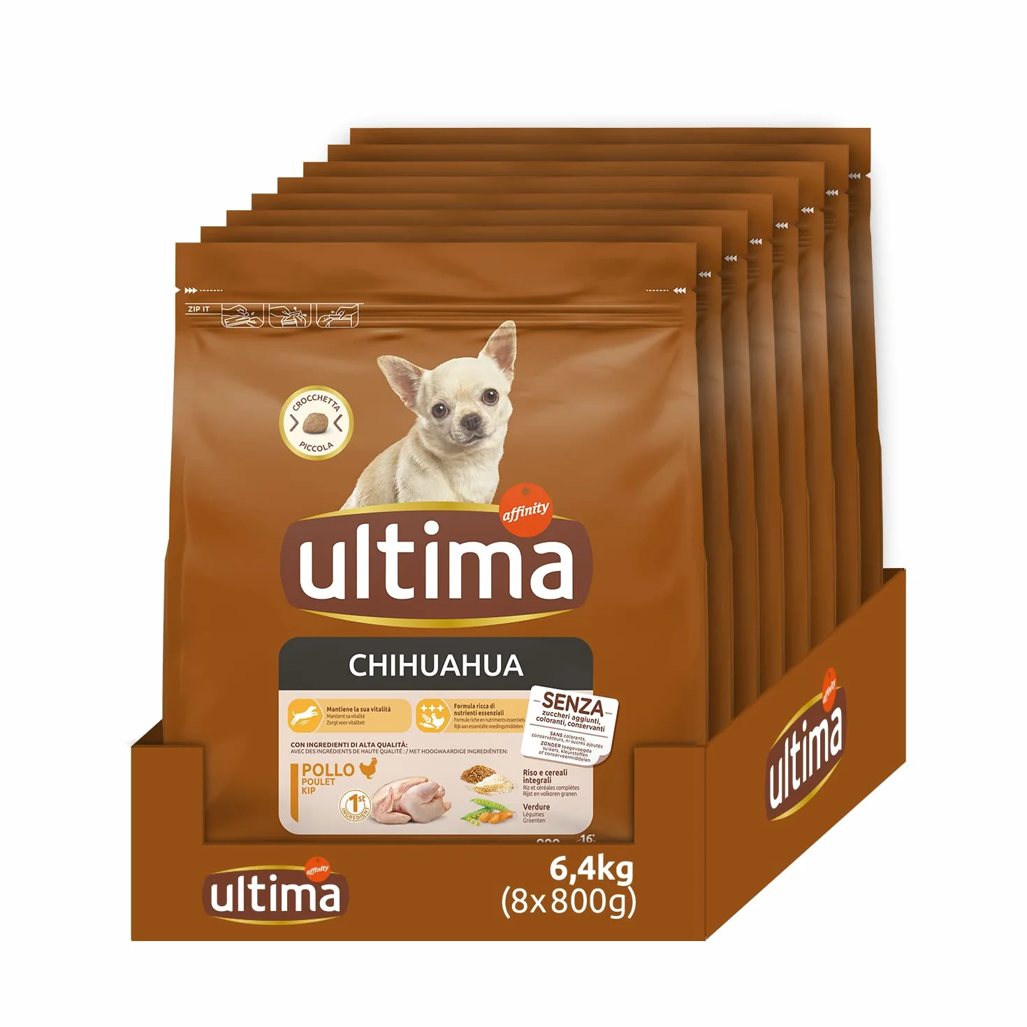 Ultima Chihuahua Pollo Crocchette per cani Confezione 8 x 800g 6,4kg
