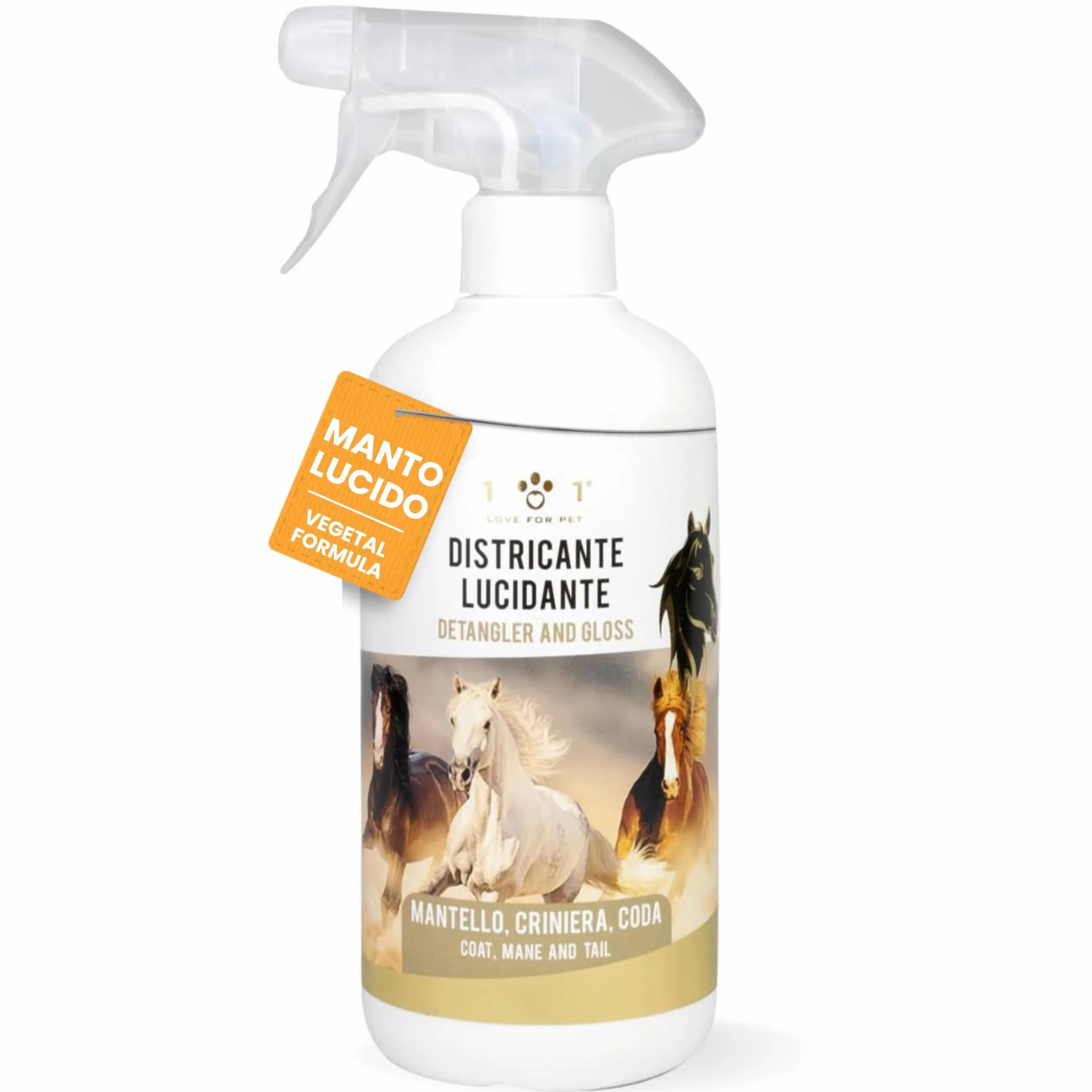 Spray Districante Cavalli Naturale 500ml Detergente Vegetale Lucidante Manto Criniera Coda