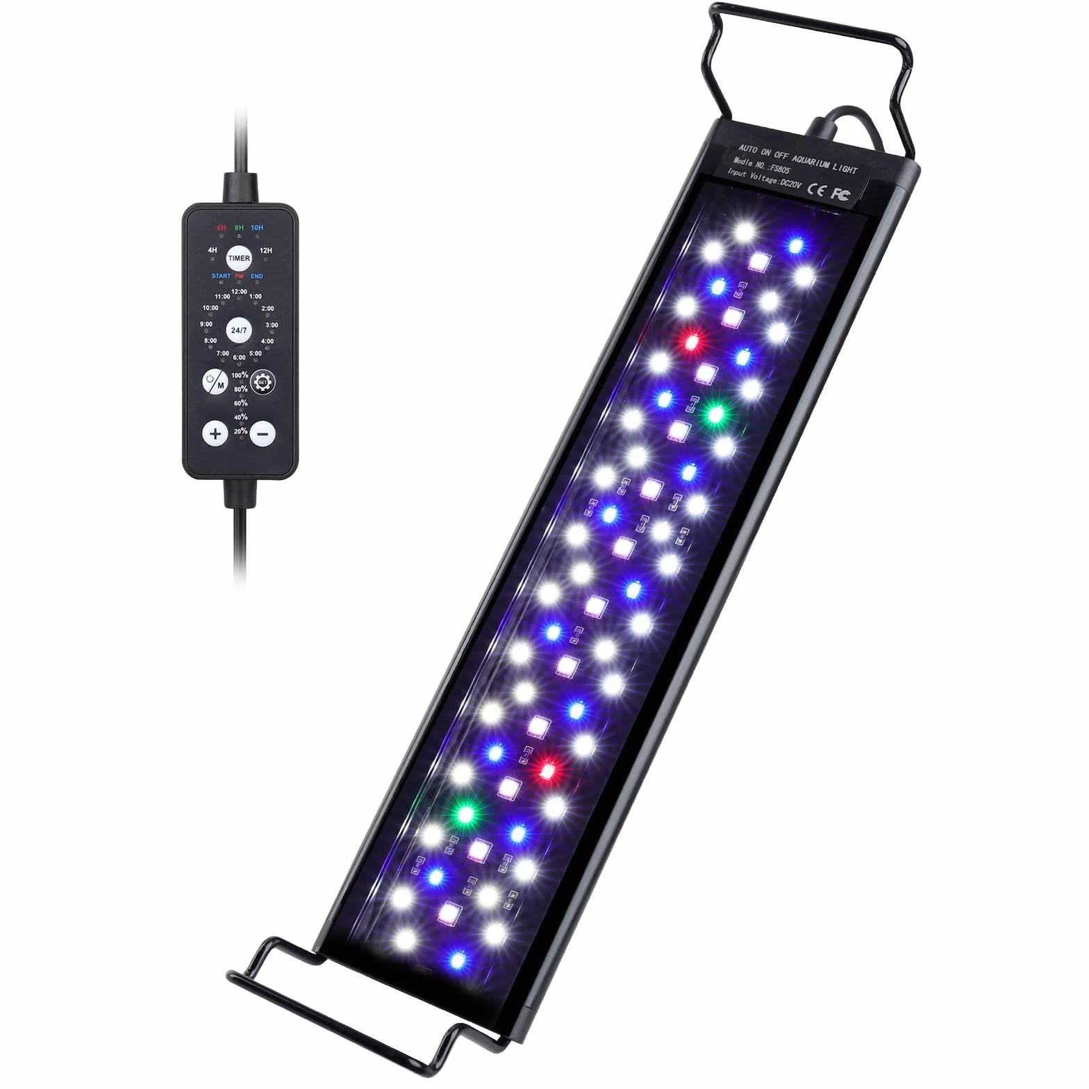 HYGGER Illuminazione per Acquario, Lampada Led per Acquario con 9 Colori e 10 Luminosità Regolabili per Acquari da 45-60cm