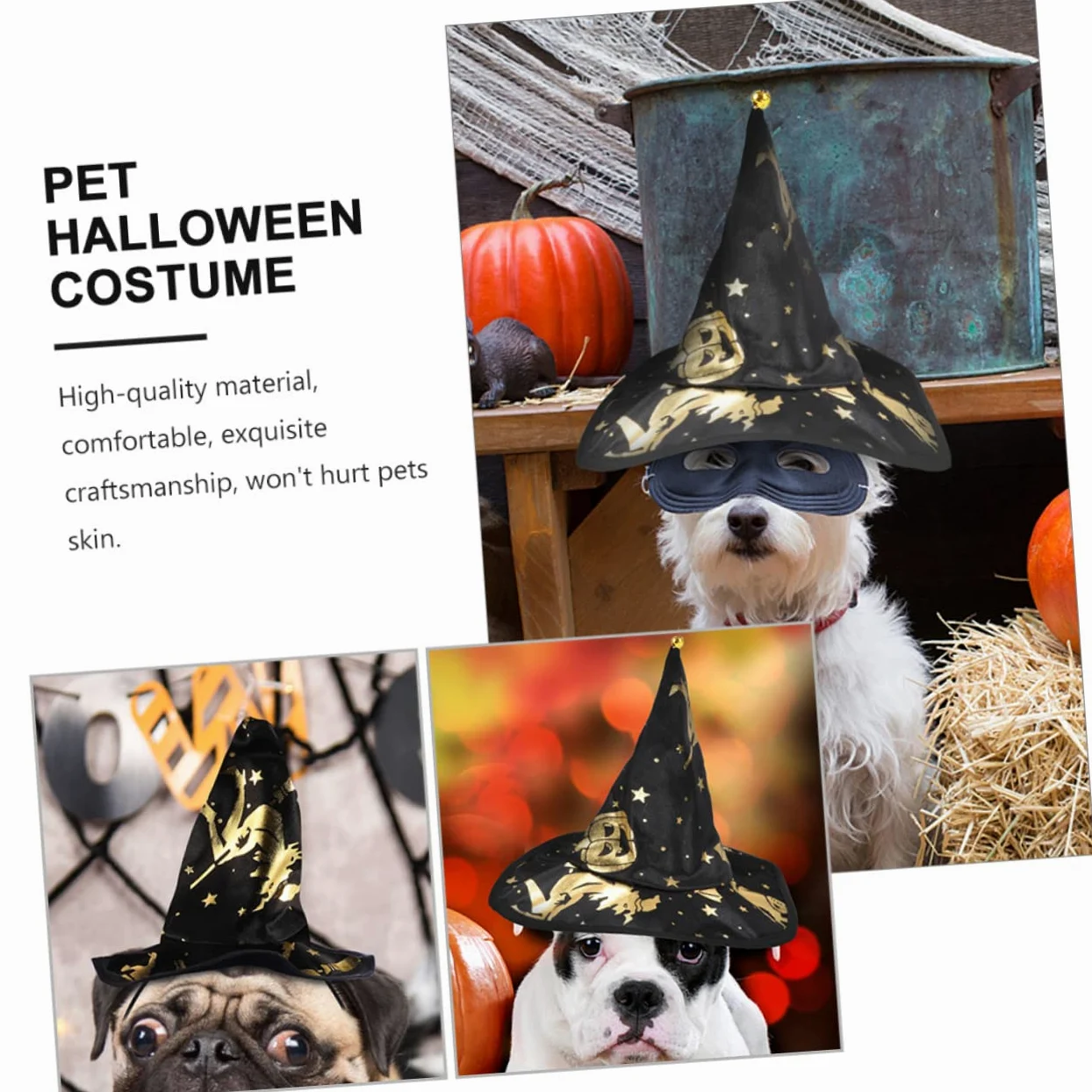 FRCOLOR 5 Set Stampato Mantello Da Mago Costume Per Il Gatto Mantello Da Strega Piccolo Cane Halloween Costume Del Cane Vestiti Dell'Animale Domestico Di Halloween o Del