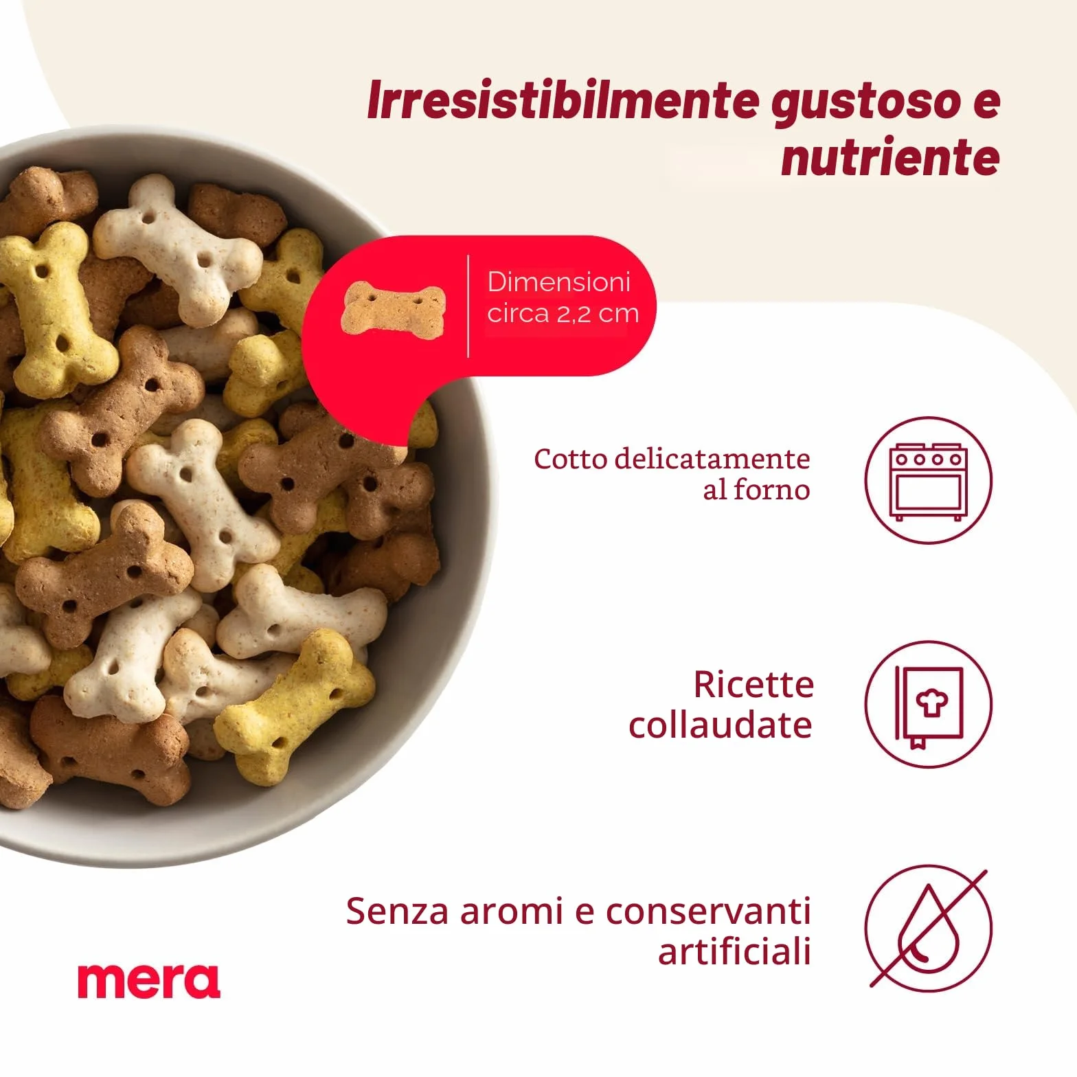 MERA Bakery Puppy Mix di ossa (1 kg), snack per cani per allenamento o come spuntino, dolcetti per cani realizzati con ingredienti naturali, biscotti per cani al forno delicatamente