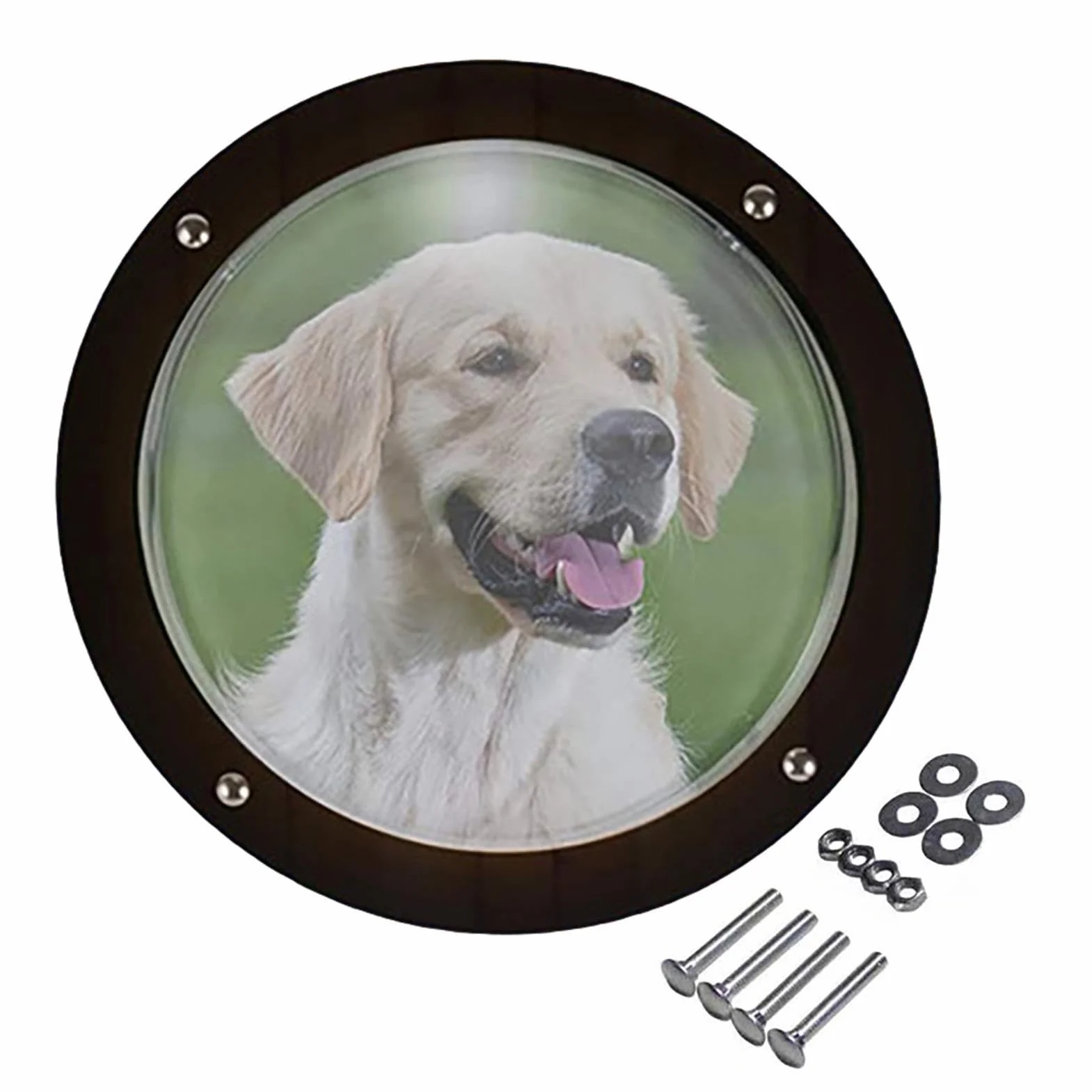 Finestra per recinto per cani, in acrilico, a cupola, trasparente, facile da installare, rotonda, per bambini e animali domestici, cuccia per cani, 33 x 33 x 16 cm