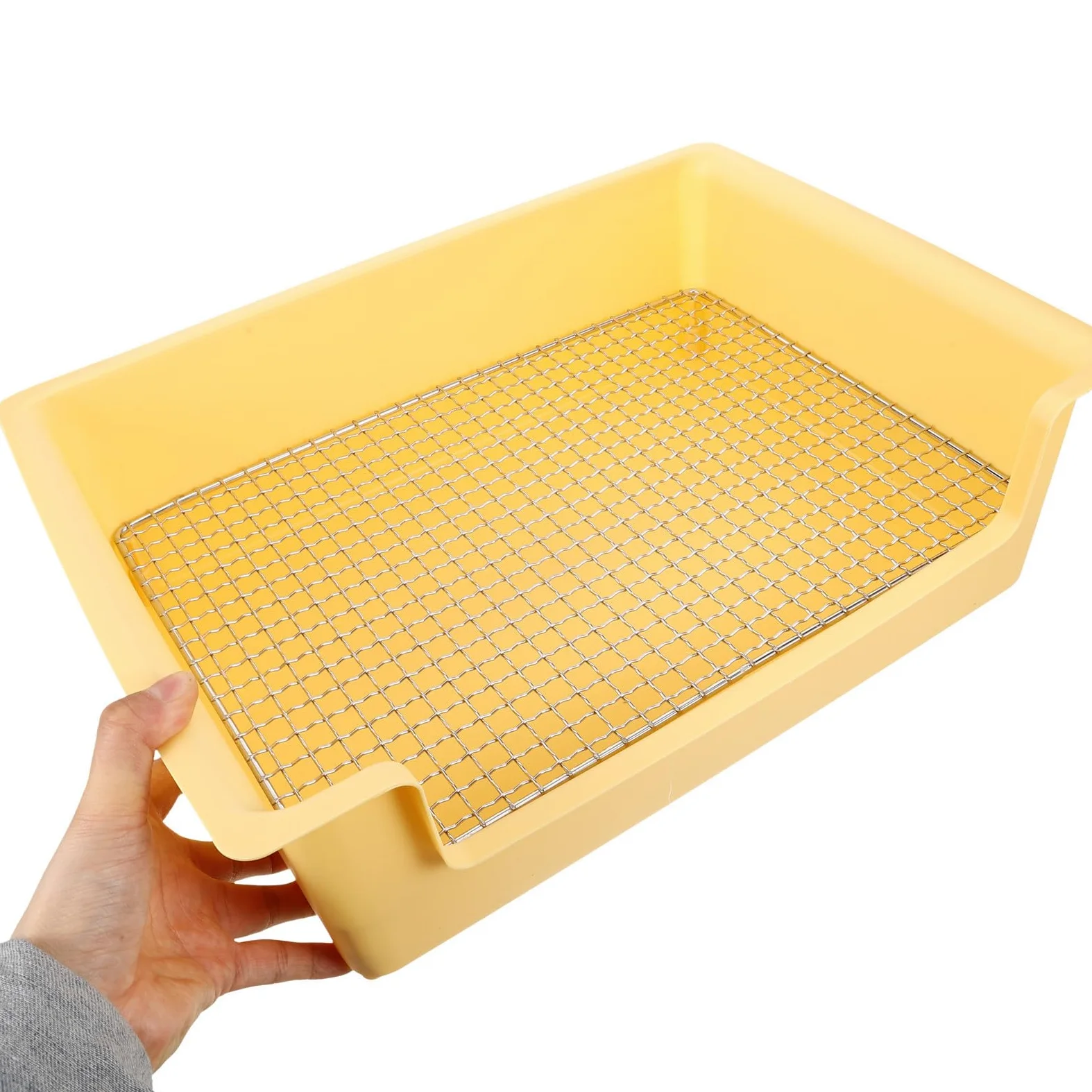 Toilette per Conigli in Plastica Gialla Rettangolare Ampio Spazio attività e Design Portatile per Piccoli Animali da Interno in Bagno o Ufficio