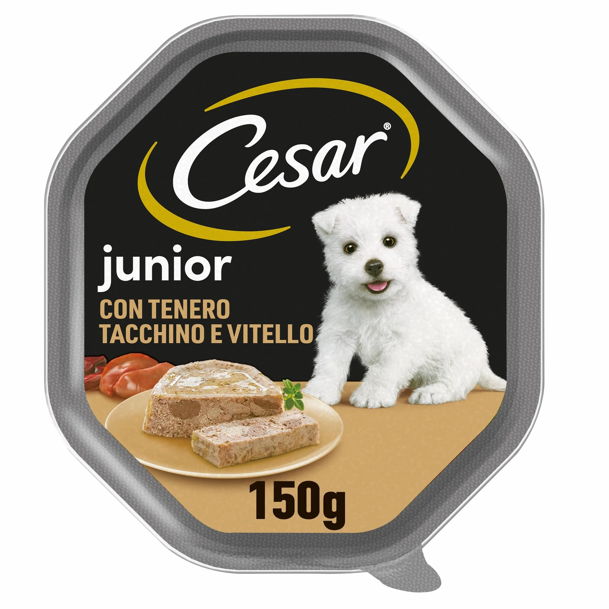 Cesar Junior Cibo per Cane Cucciolo con Tacchino e Vitello 150 g 14 vaschette