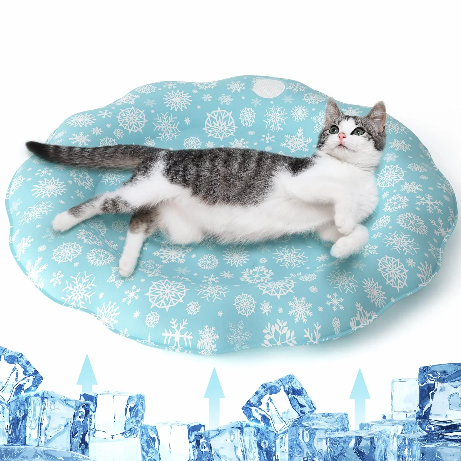 PETTOM Tappetino Rinfrescante per Cani e Gatti Antigraffi Tessuto Oxford 210D Diametro 57cm