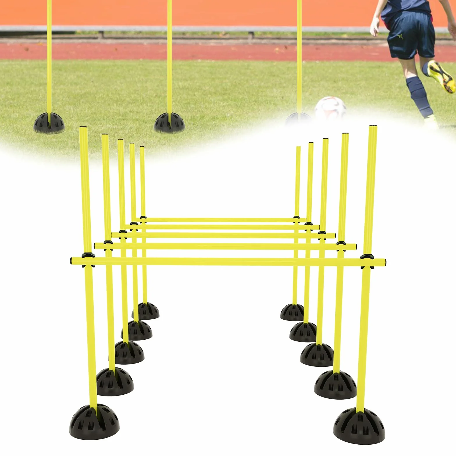 Agility Grid Set di aste per allenamento condizionale, hobby Horse ostacoli con 15 aste, 10 piedini e 10 clip