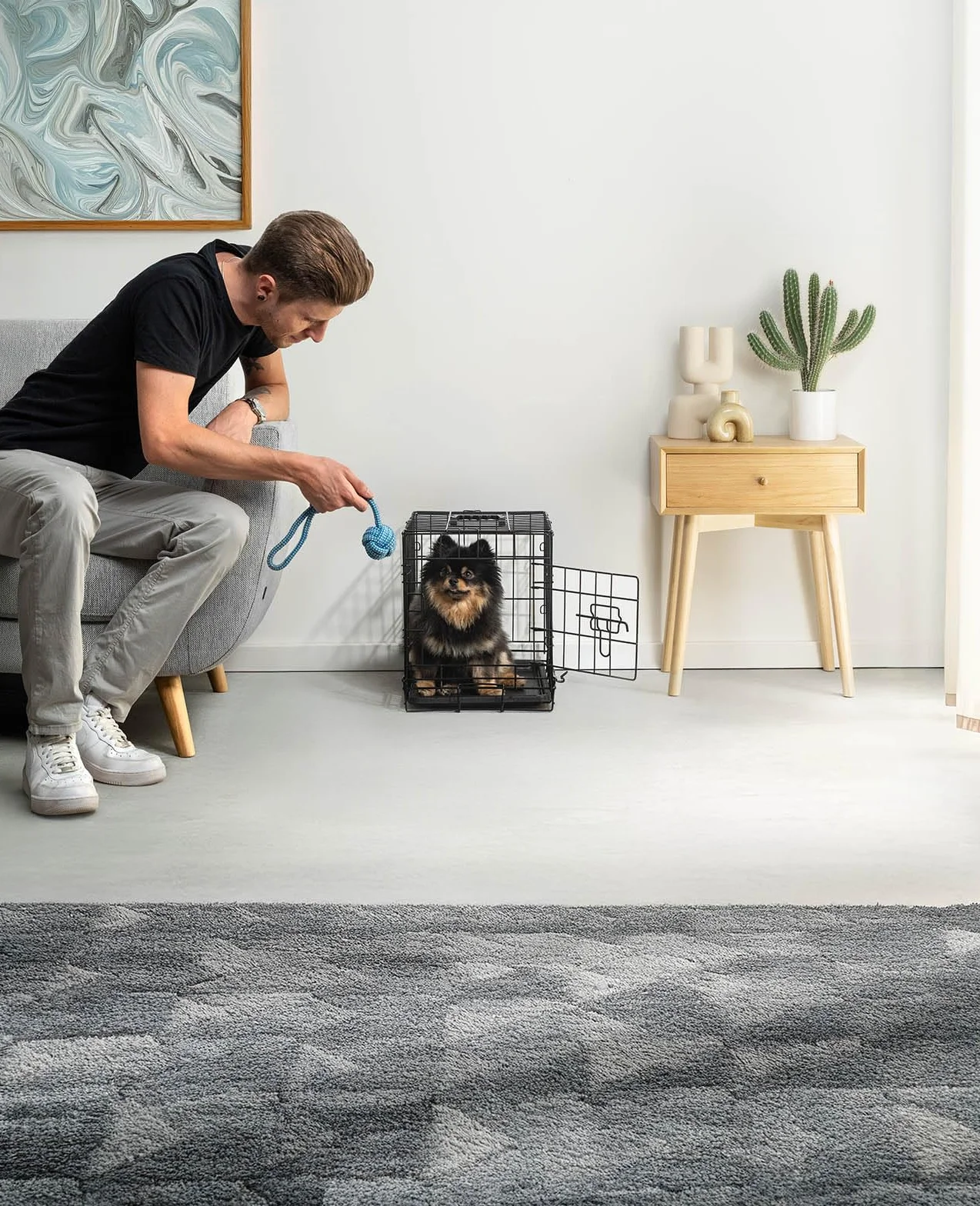 lionto Gabbia di Transporto pieghevole per Cuccioli per Cani, (S) 45x31x36 cm Nero