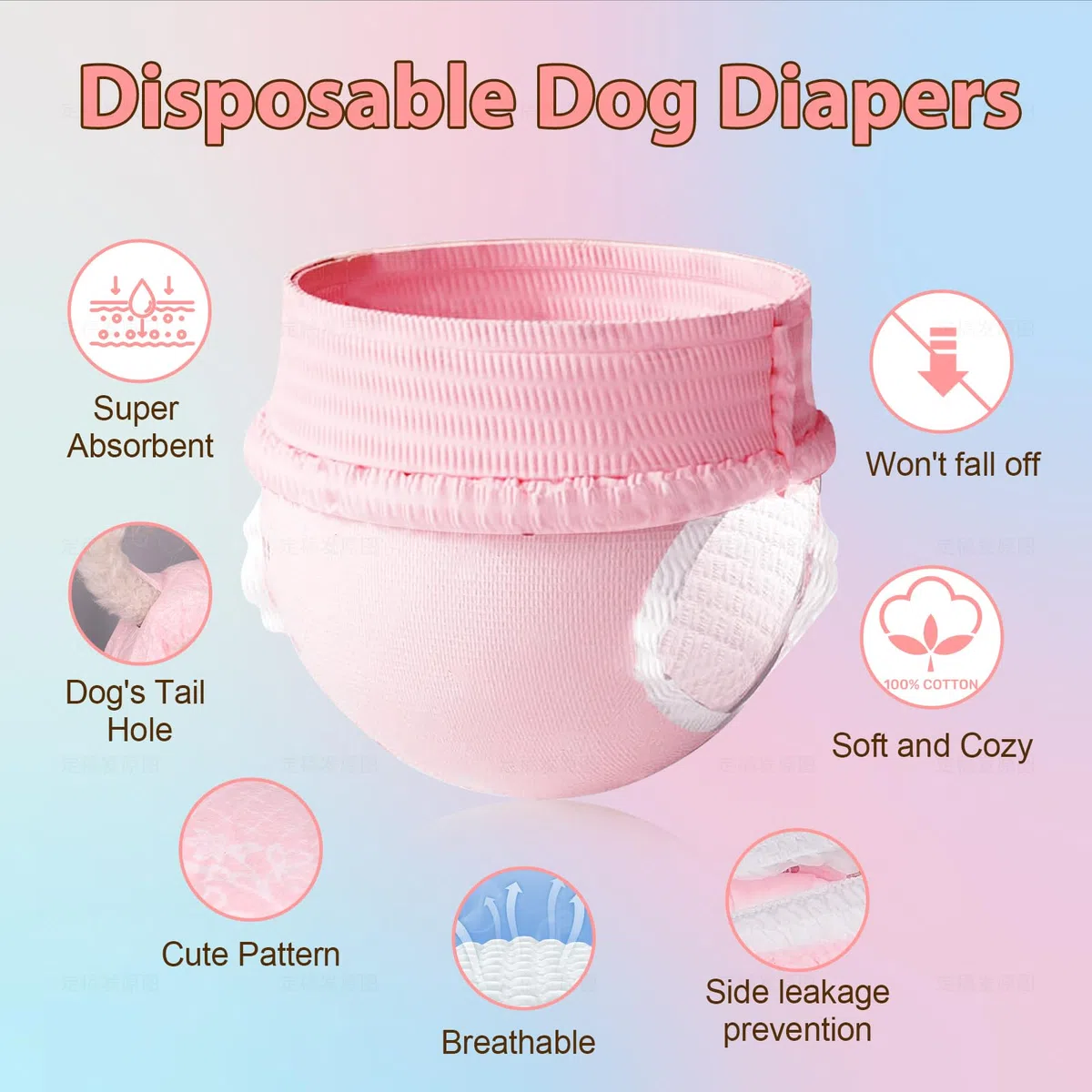 Pannolini usa e getta per cani femminili, elastici in vita completamente avvolti, super assorbenti a prova di perdite, pannolini per cuccioli femminili per cagnolini nel periodo di calore, minzione