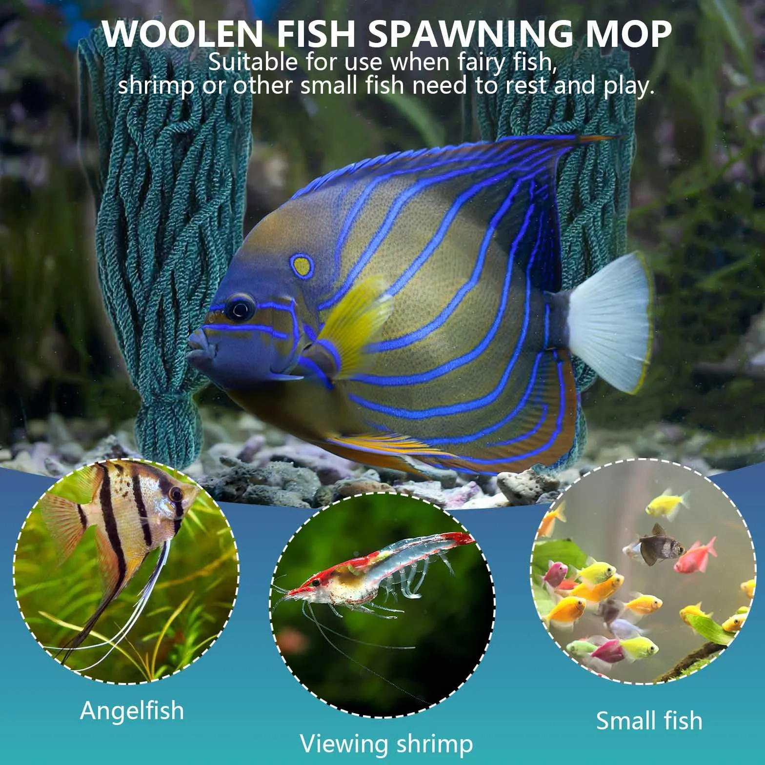 Piante per acquario, mocio per la deposizione delle uova, ideale per attaccare uova di pesce, facile da usare, perfetto per pesci angelo, gamberetti e piccoli pesci, migliora la decorazione