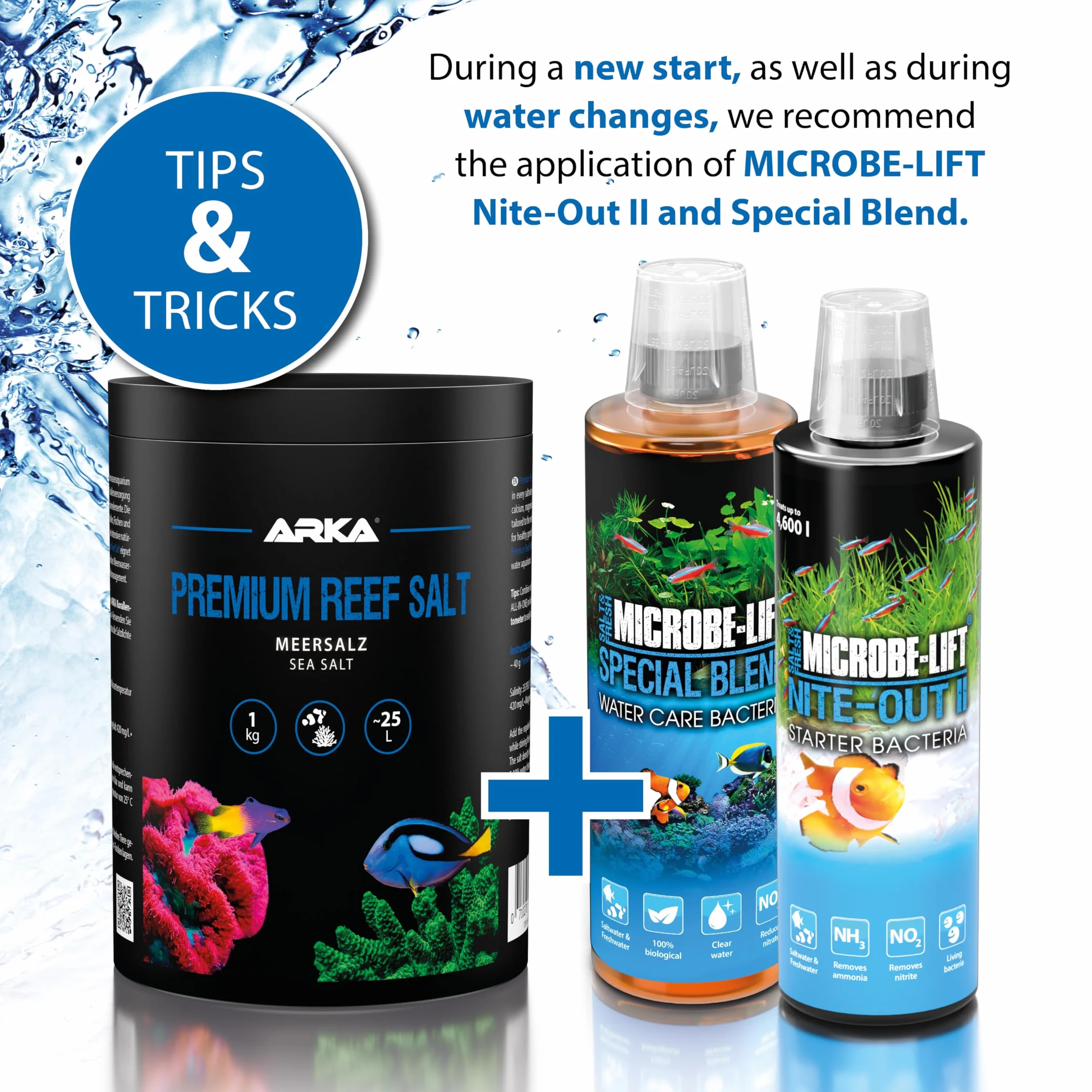 Sale marino 1 kg – ARKA Premium Reef Salt – sale sintetico per acquario marino – stimola la crescita dei coralli e i colori – si scioglie rapidamente, senza fosfati – parametri stabili