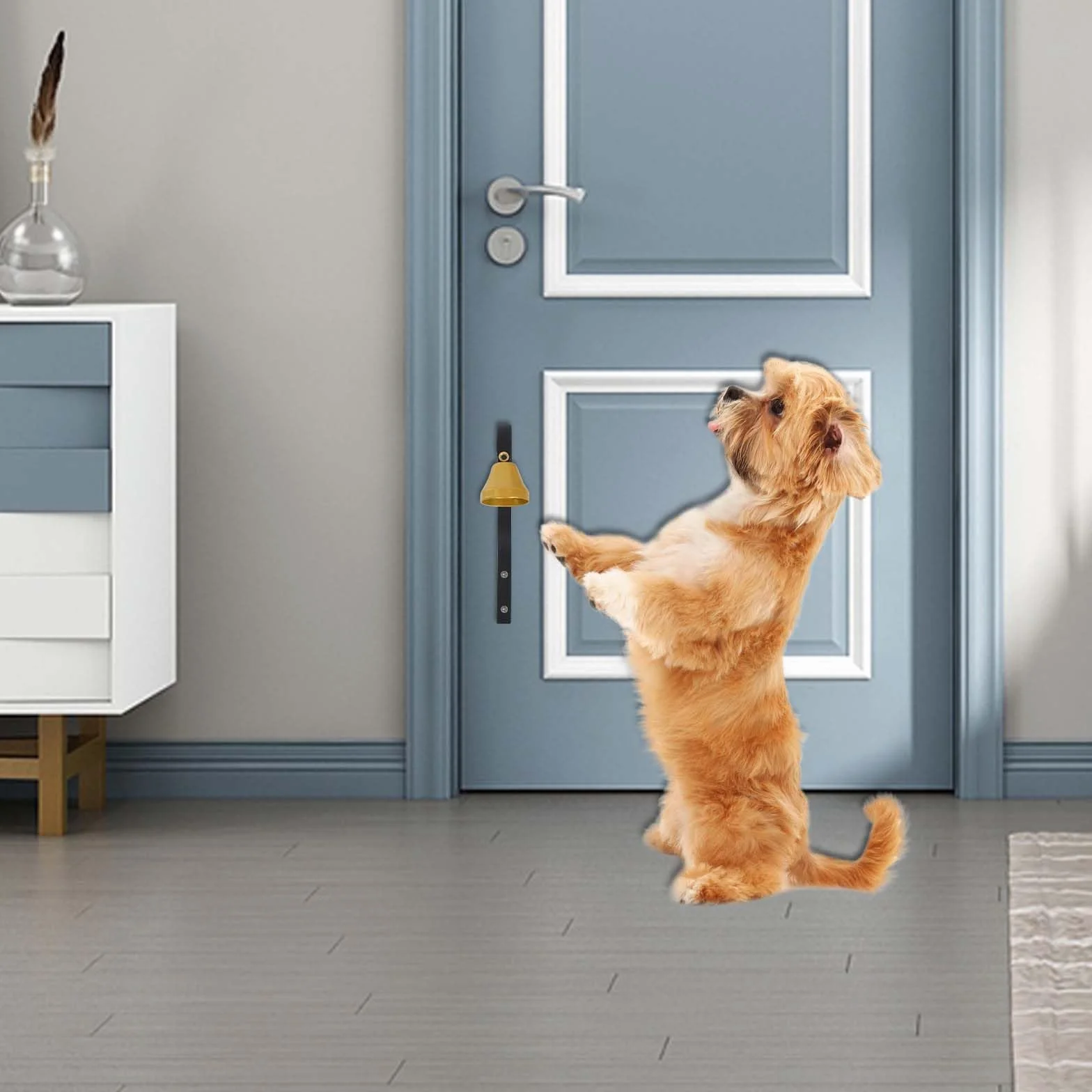 Colexy Campanello Antico Campanello per Negozianti Campanello da addestramento per Cani, Campanello per Porta d'ingresso del Negozio per Decorazione Domestica, Cane vasino (Nero)