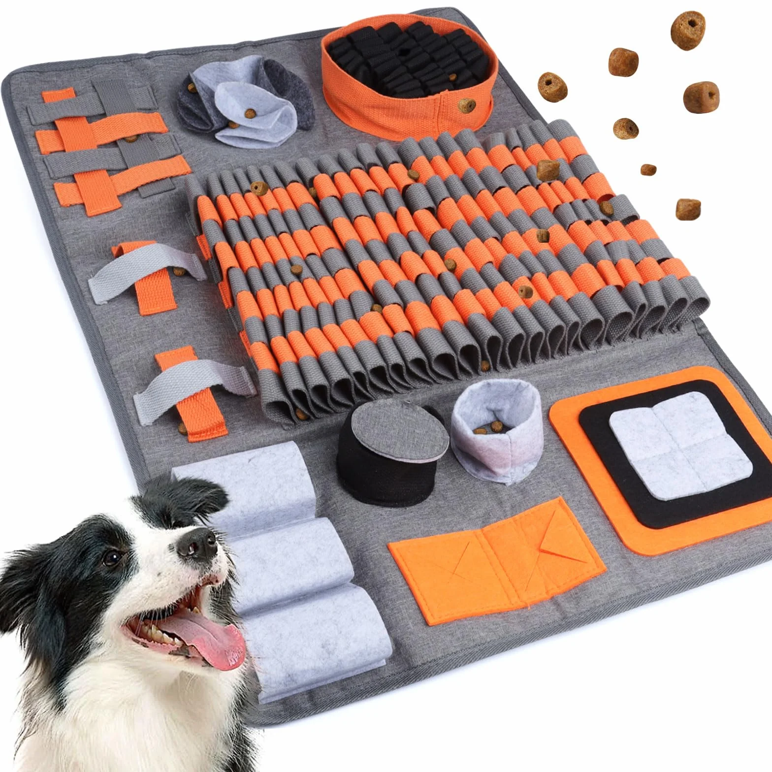 Tappeto Olfattivo Cane, Giochi per Cani Tappeti Interattivi Tappetino Olfattivo per Cani Sniffing Mat Intelligenza Lavabile (Arancione)