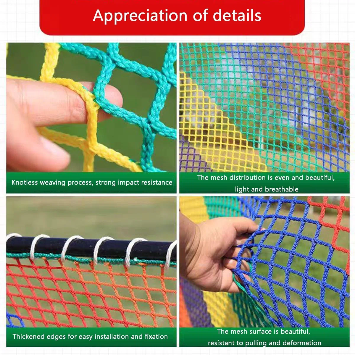 Rete di sicurezza per arrampicata all'aperto, 5 x 7 m, in poliestere resistente, senza nodi, resistente ai raggi UV, perfetta per bambini e animali domestici, protezione extra per un gioco sicuro