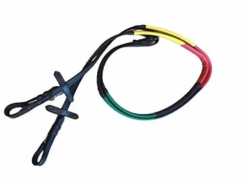 Cwell Equine - Redini da allenamento in gomma multicolore arcobaleno, per cavalli, pannocchie e pony, colore: nero
