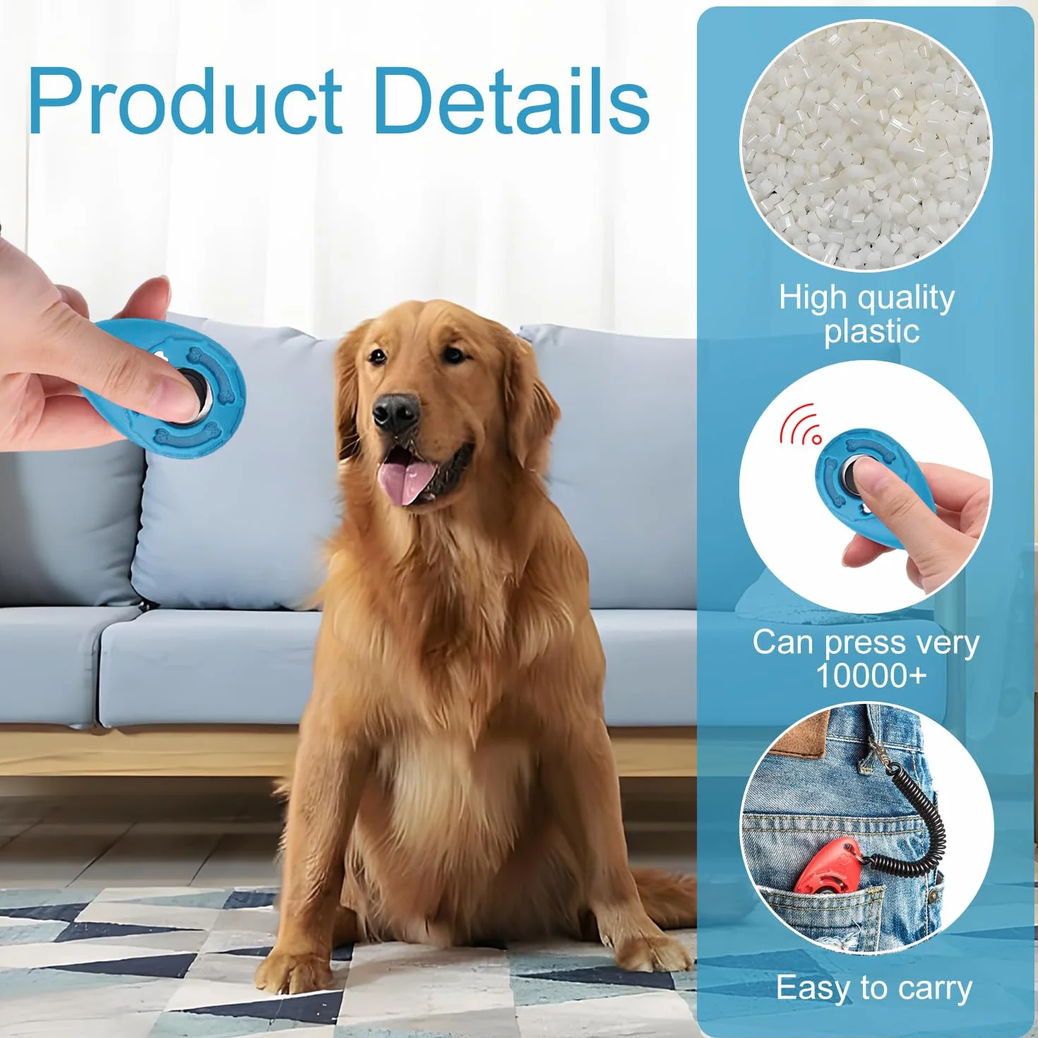 4 PCS Clicker per Cani,Clicker Addestramento Cani Formazione Clicker con Cinturino da Polso per Cane,Gatto,Cavallo (Rosso & Nero & Azzurro & Ciano)