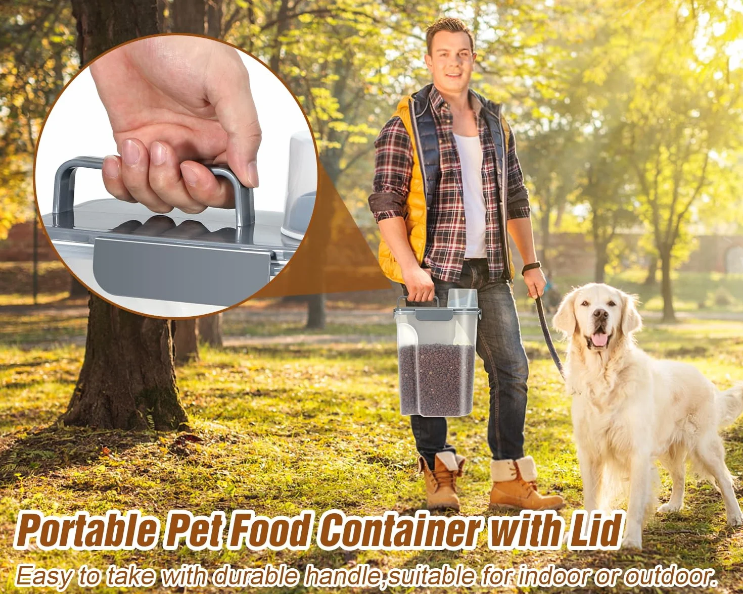 TBMax Contenitore per Alimenti per Gatti Con Coperchio, Portatile per Animali Domestici, Con Beccuccio Grande e Misurino, Ermetico
