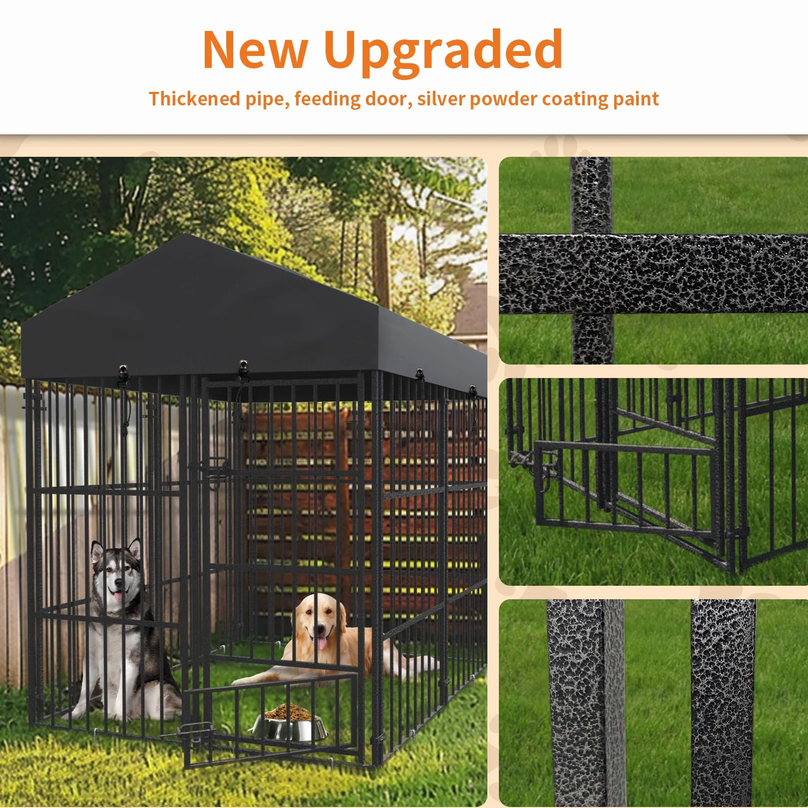 Grande Kennel Gabbia Canile per cani esterno con Copertura Impermeabile Protezione UV Pali in Metallo