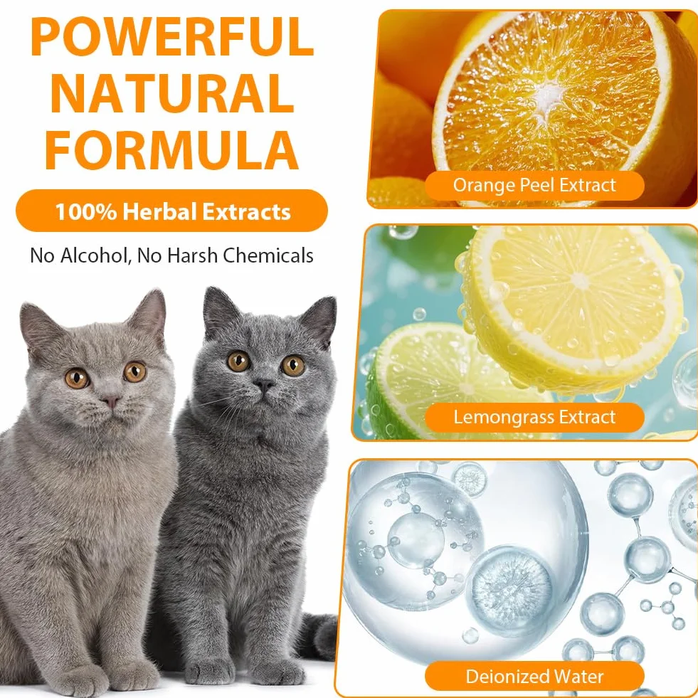 OSDUE Spray Anti Rosicchiamento per Gatti,2PCS 100ml Naturale ed Efficace Spray per Gatti per Interni ed Esterni, Impedisce ai Gattis di Graffiare Mobili,Tappeti,Tende e Piante, Ingredienti Naturali
