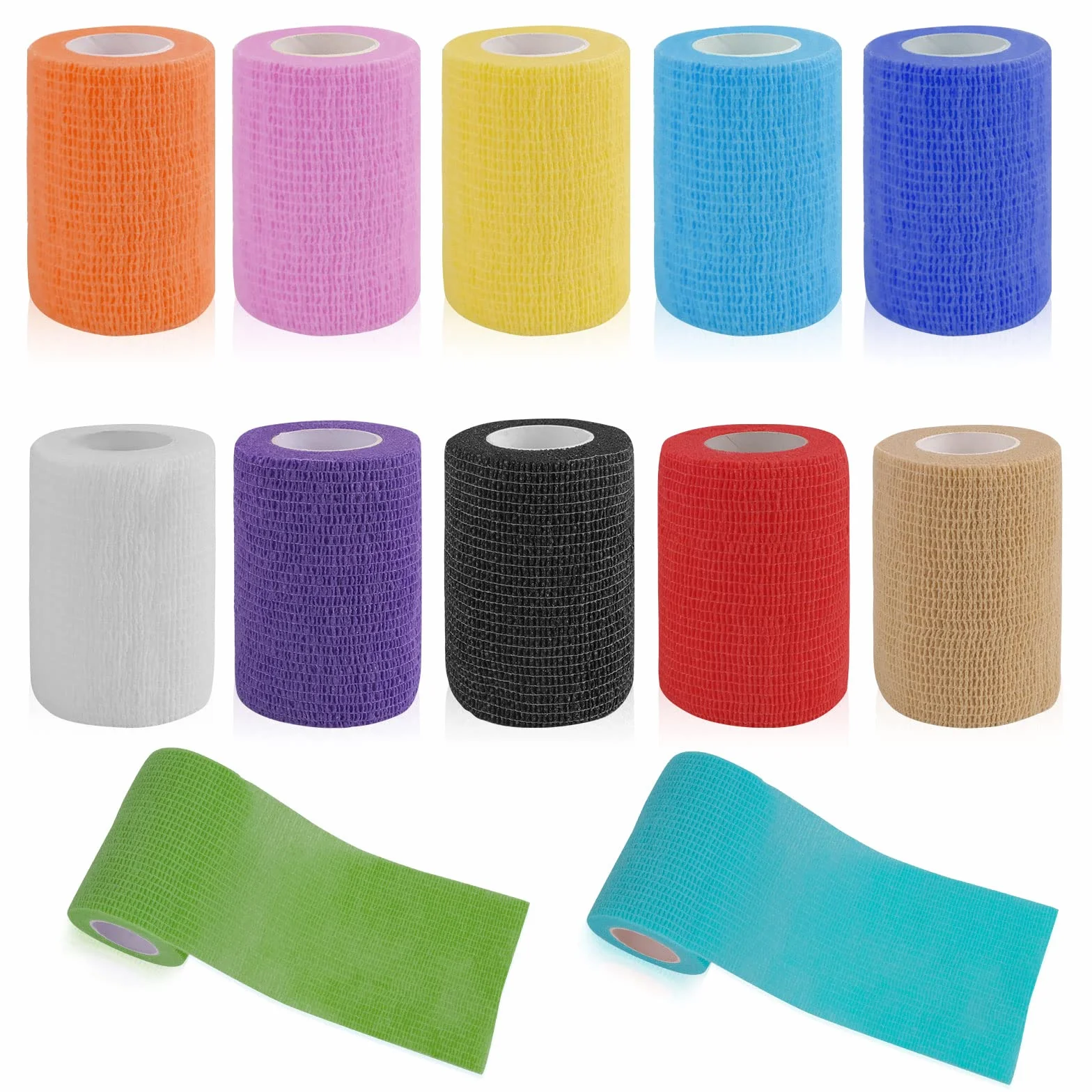 Benda Elastica Autoadesiva 12 Rotoli 7CM x 4.5M Bende Elastiche Adesivo Non Tessuto per Animali Domestici Mani Piedi Ginocchia