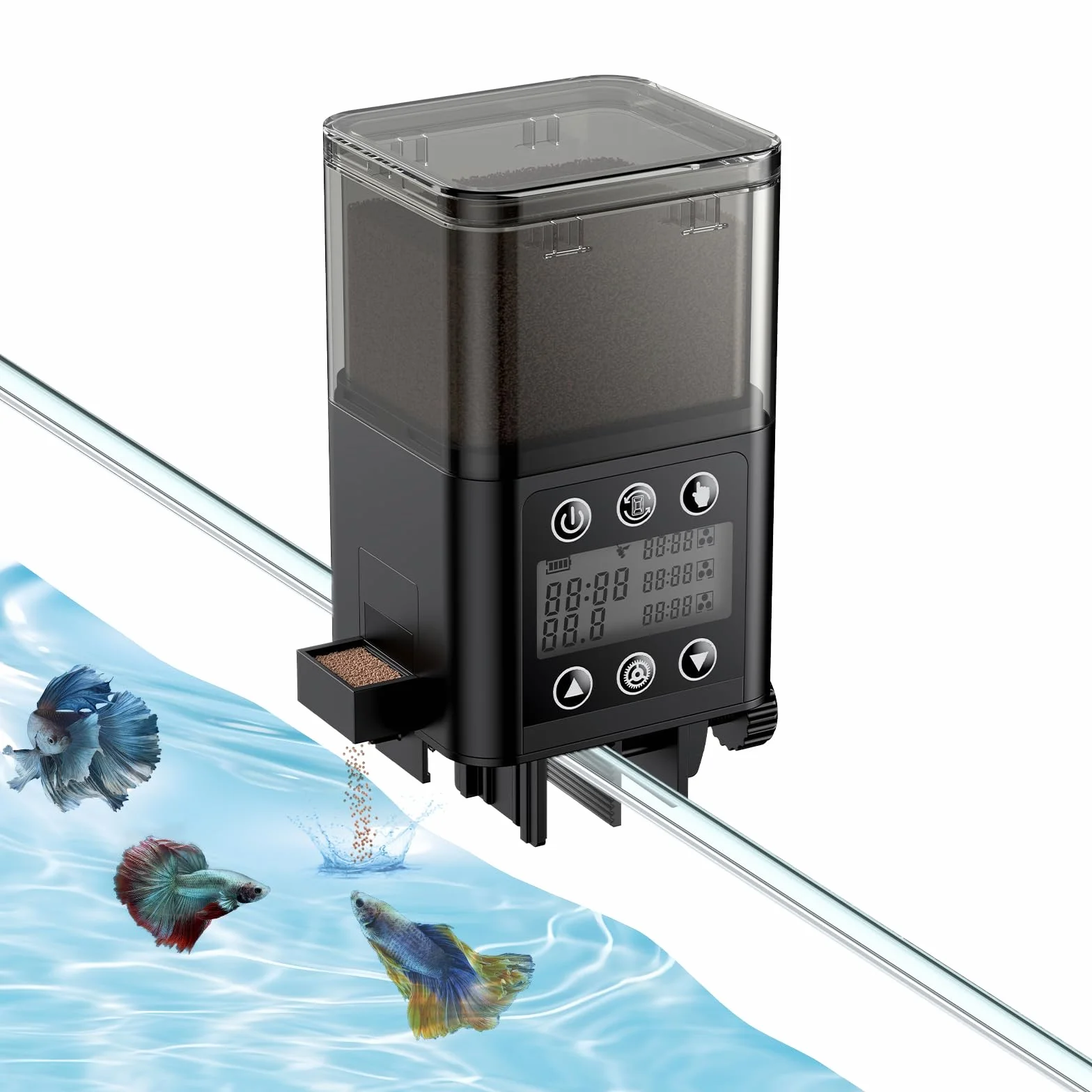 Pawfly Alimentatore automatico di pesci per acquario 320 ml con timer