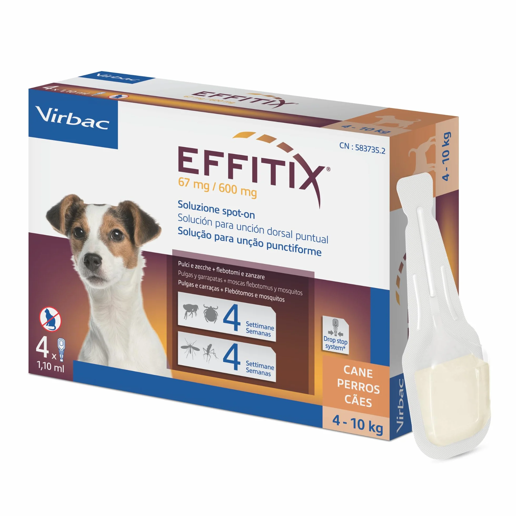 Effitix 4 pipette per animali da 4 a 10 kg