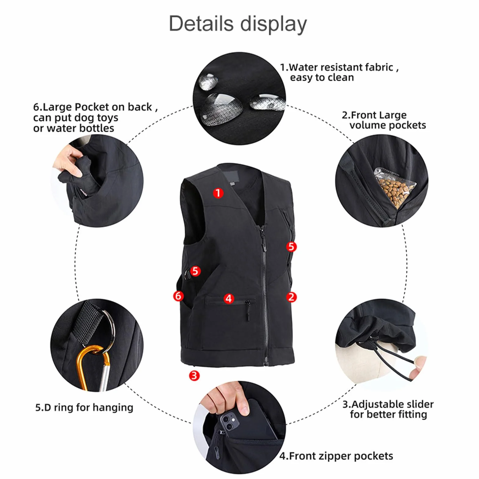 Giacca da addestramento per animali domestici, gilet professionale per addestramento del cane, con tasche multiple, traspirante, regolabile, abbigliamento per cani, caccia, abbigliamento per