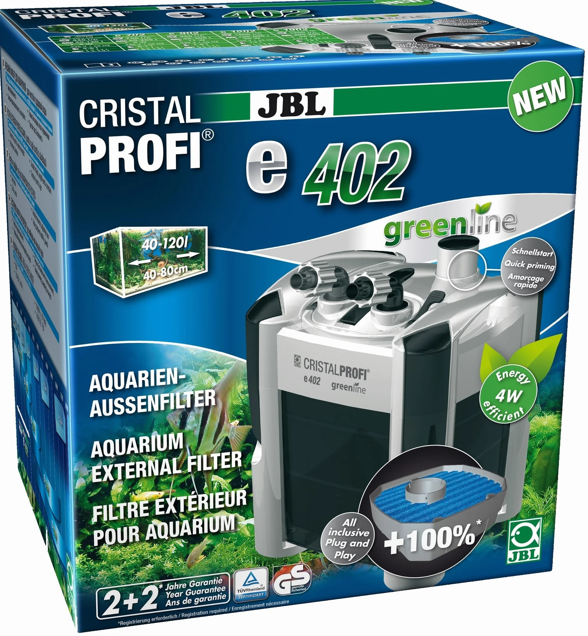 JBL Filtro Cristallo Profi E402 Greenline per Aquariophilie 450 L/H