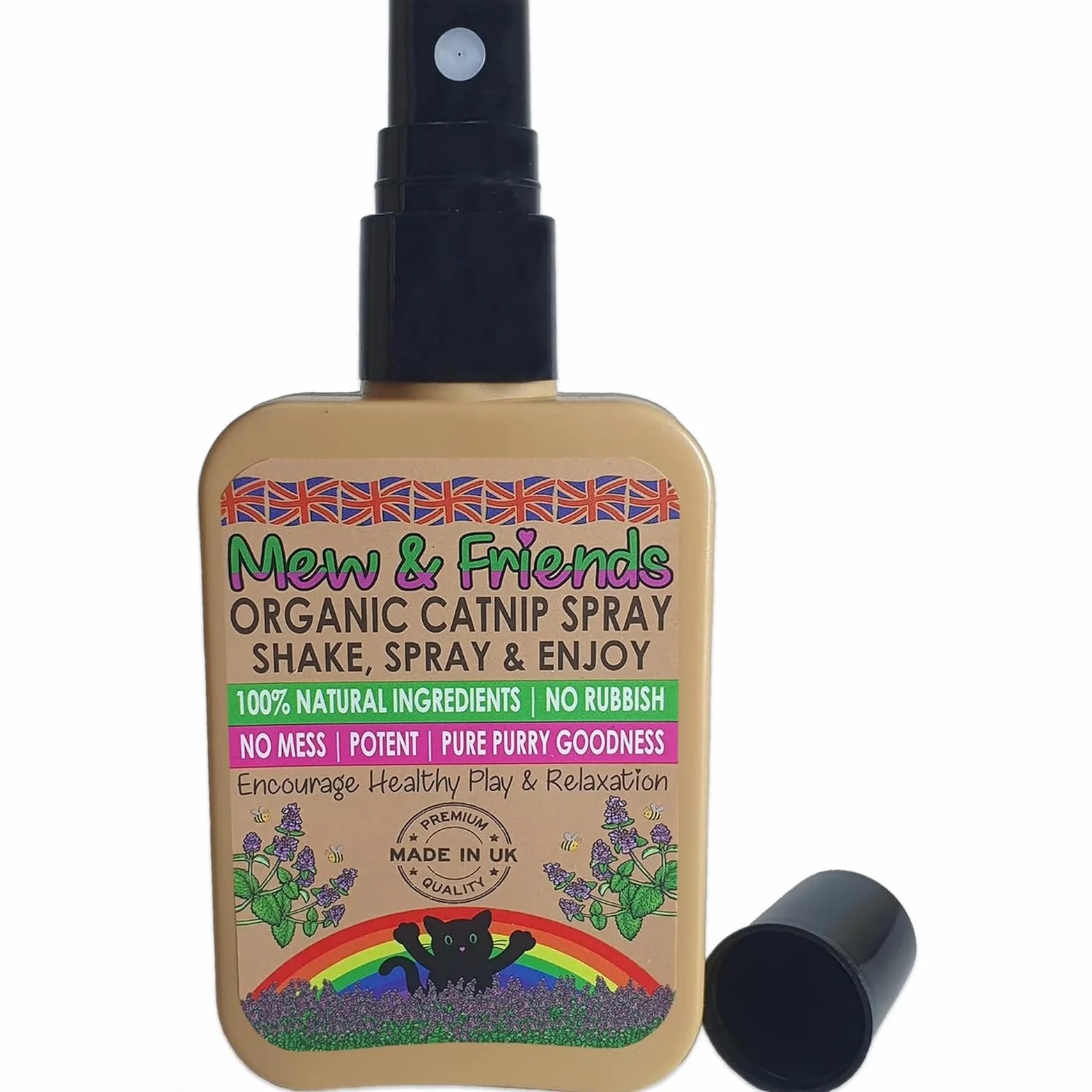 Mew & Friends Spray all'erba gatta per gatti, prodotto nel Regno Unito, 100% naturale e nip per gatti, coltivato in modo sostenibile, un giocattolo perfetto per gatti e dolcetti per gatti, si prega di