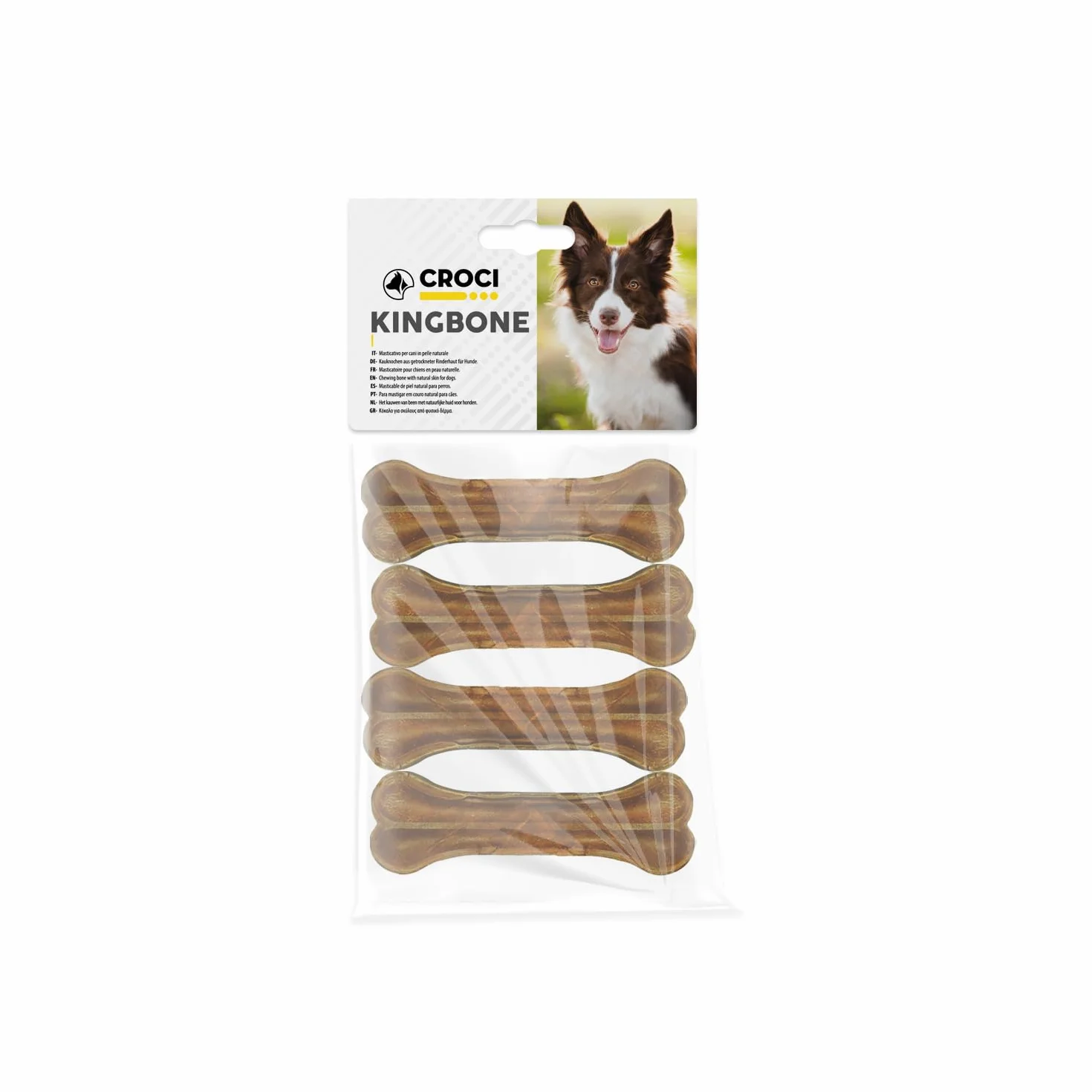 Croci King Bone Natural Beef Hide Dental Stick Dog Chews 8 cm 4 pz