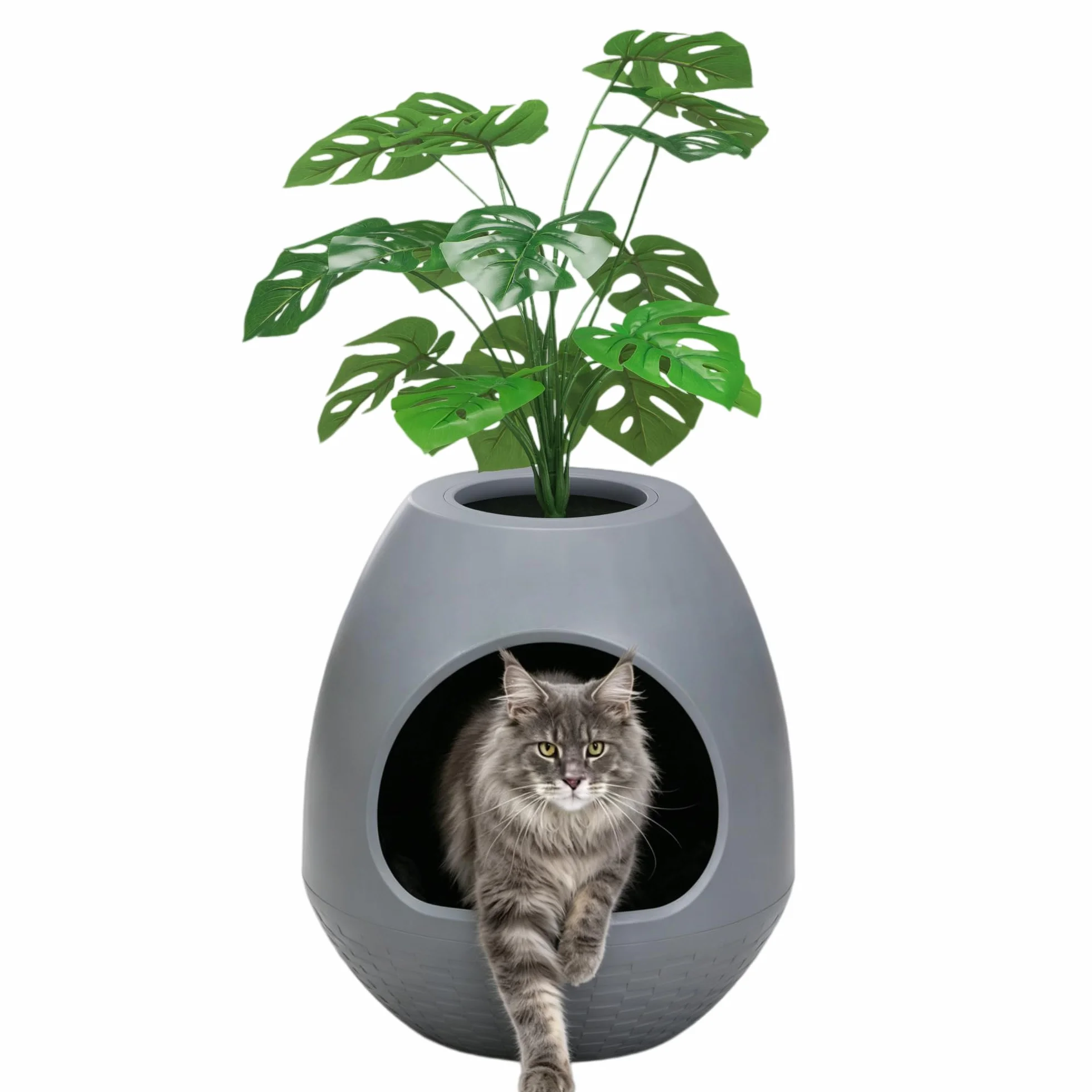 Lettiera multifunzione con coperchio – Con pratiche suole in plastica, adatta per la maggior parte dei gatti, la scelta ideale per appartamenti e uffici, grigio