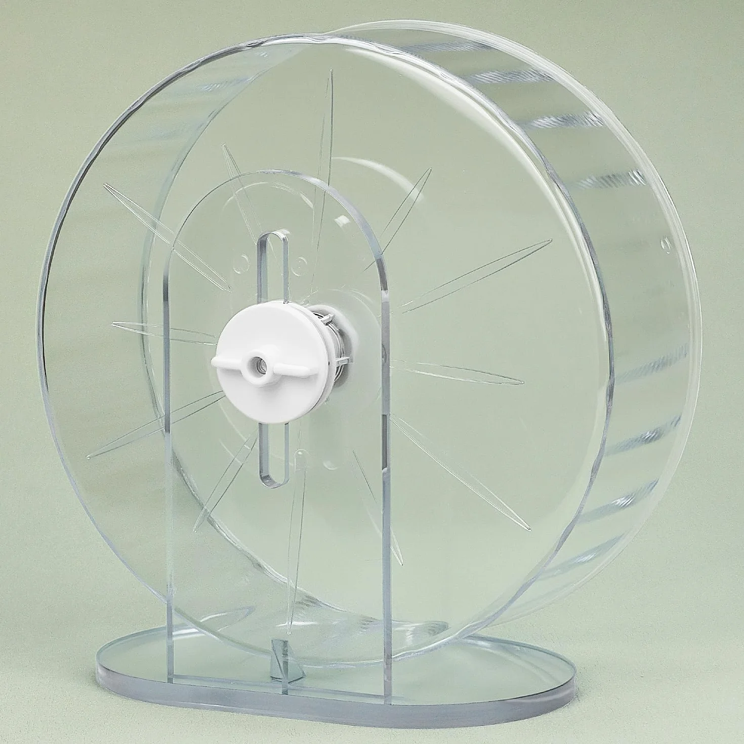 QWORK® Ruota per Criceti Silenziosa, 22 cm - Antiscivolo con Supporto Regolabile per Criceti, Topi, Gerbilli e Roditori - in Acrilico Trasparente
