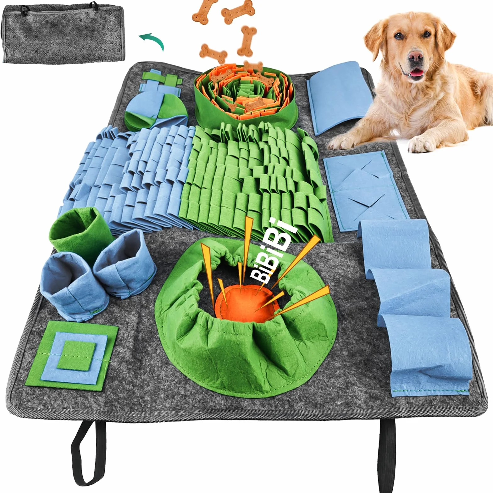 Molbory Tappeto per cani per annusare grande, 75 * 50 cm Tappeto per annusare per cani, giocattolo intelligente per annusare, tappeto antiscivolo per animali domestici, giocattolo intelligente per