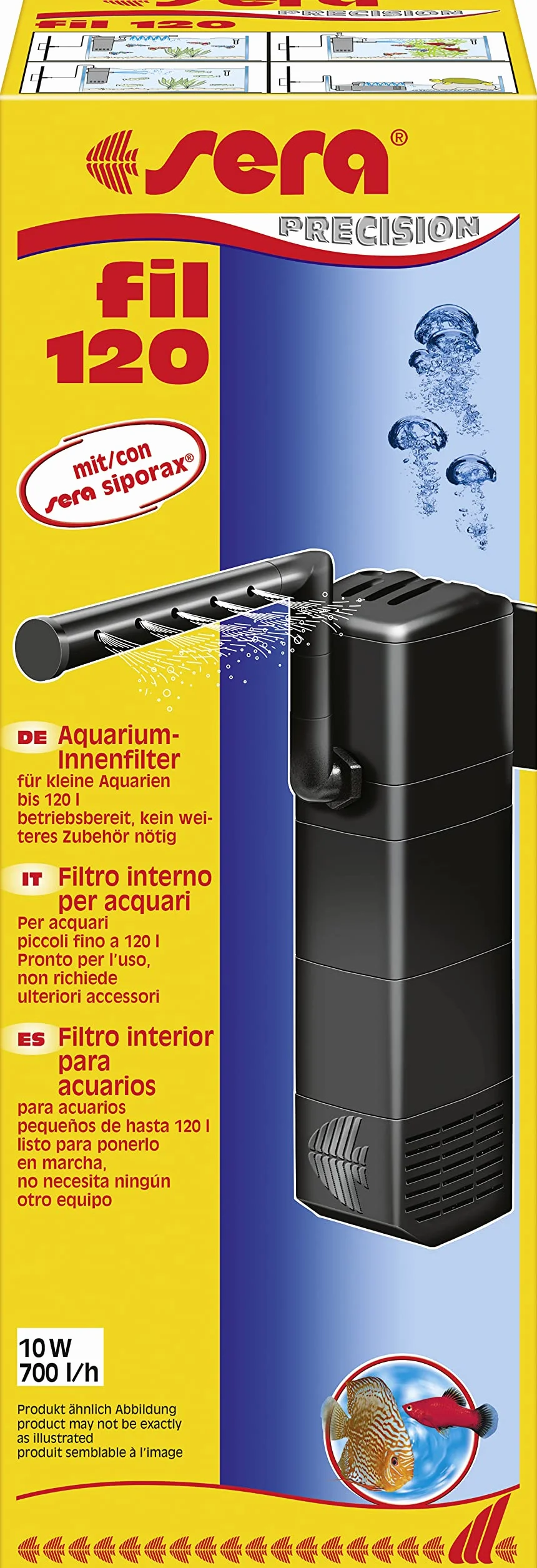 Sera, filtro interno per acquario, in design modulare, con supporti di filtraggio, a bassa manutenzione, per piccoli acquari fino a 60 o 120 litri, adatto anche per vasche per tartarughe