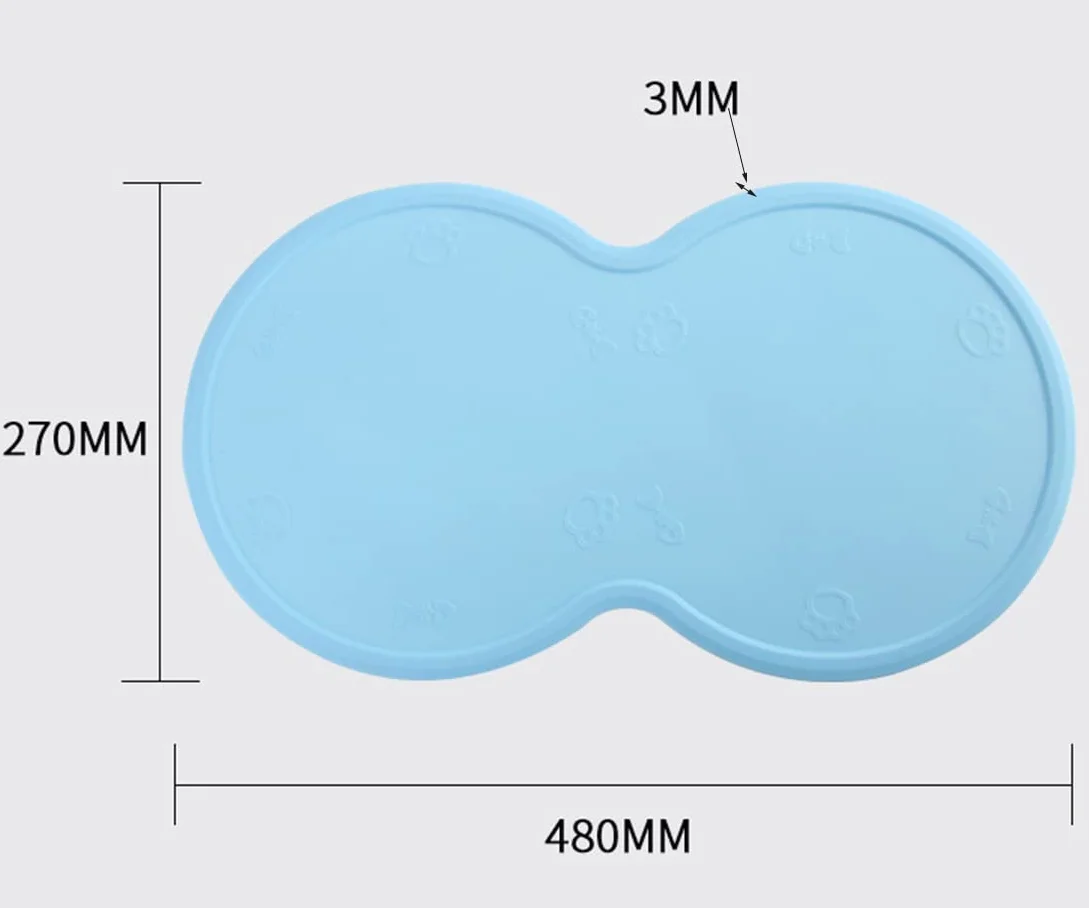 Tappetino in silicone impermeabile antiscivolo per cani e gatti, tappetino per cibo per animali domestici, tappetino in silicone, 48 x 27 cm (rosa)