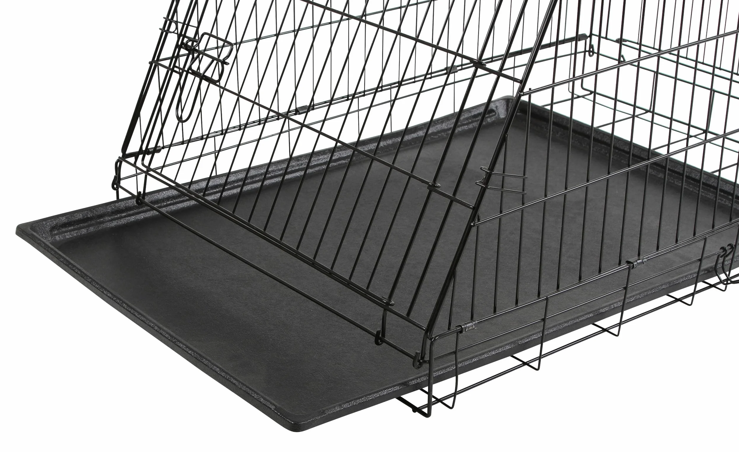 Kerbl Pet Scatola di trasporto in rete metallica, trasportino per cani, nero, 75x52x61 cm, pieghevole, metallo, cani, con due porte, per viaggio o casa