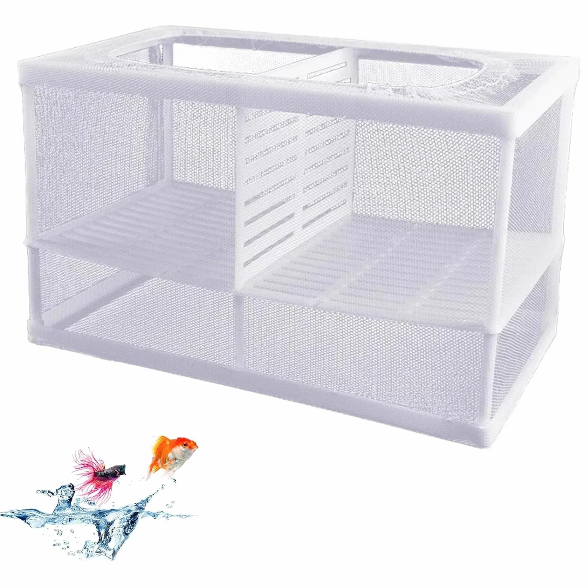 Scatola di Isolamento Allevatore di Pesci Scatola di Allevamento di Pesci Acquario Rete per Incubatoi Isolare Piantine e Sostenere l'incubazione e la Riproduzione con Ventose (26 * 15 * 15 cm)