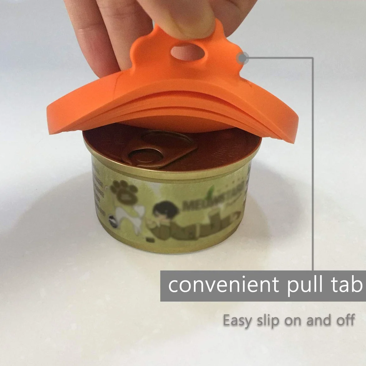 Coperchi per scatolette di Cibo per Animali, 3 Misure, Lavabili in lavastoviglie, Senza BPA, in Silicone, universali, Colore Arancione (3 PCS)